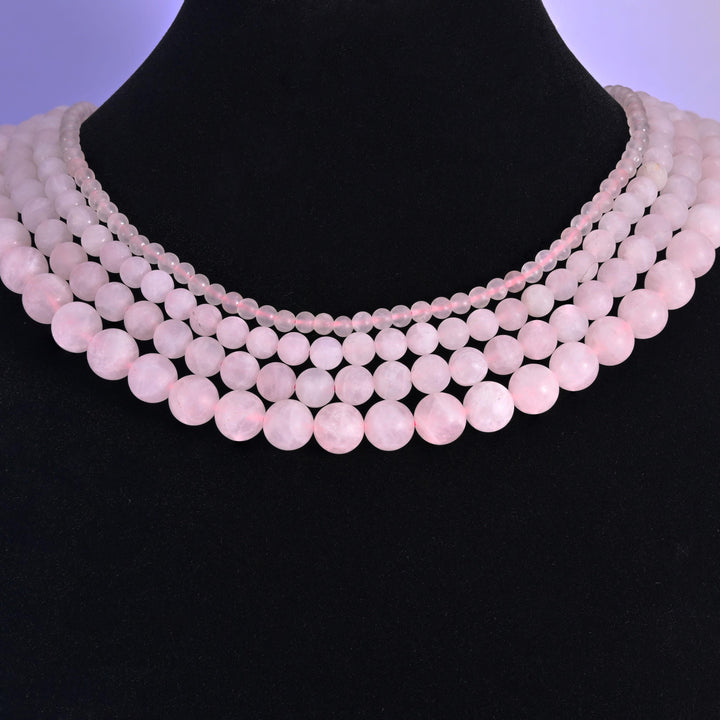 Rose Quartz Matte Round Beads 4mm 6mm 8mm 10mm Jewelry Making 15 Inch Strand