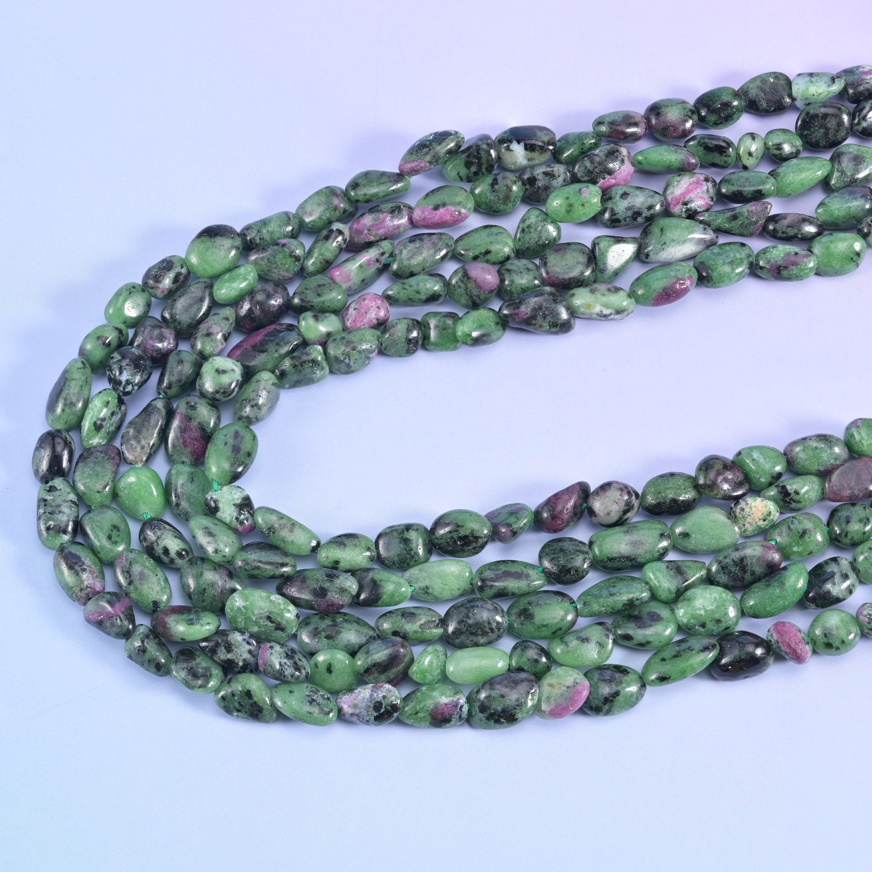 Ruby Zoisite Pebble Nugget Beads