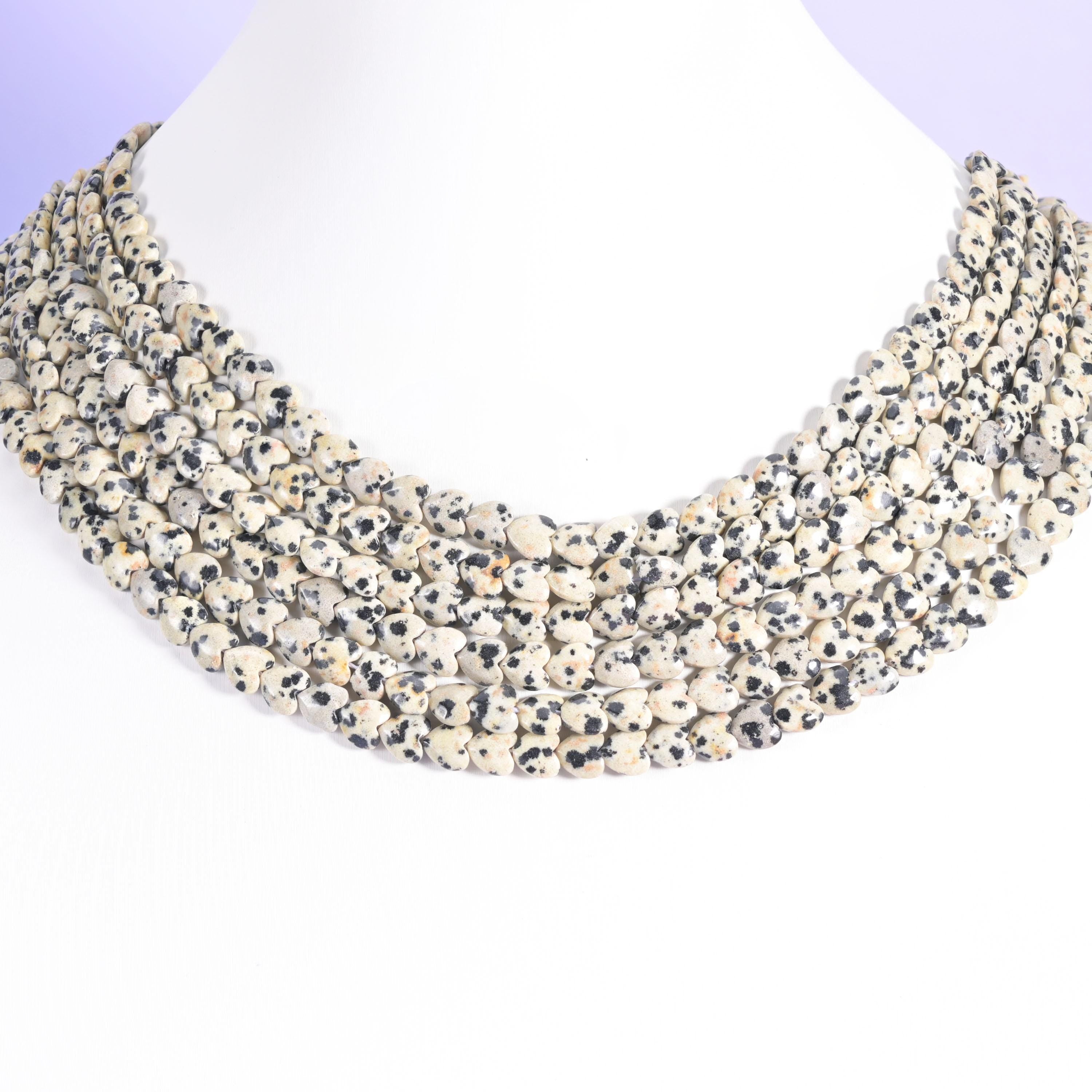 Dalmatian Jasper Heart Beads Strand for Jewelry Making