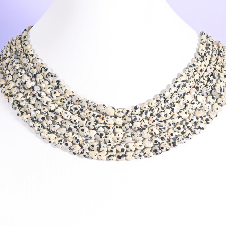 Dalmatian Jasper Heart Beads Strand for Jewelry Making