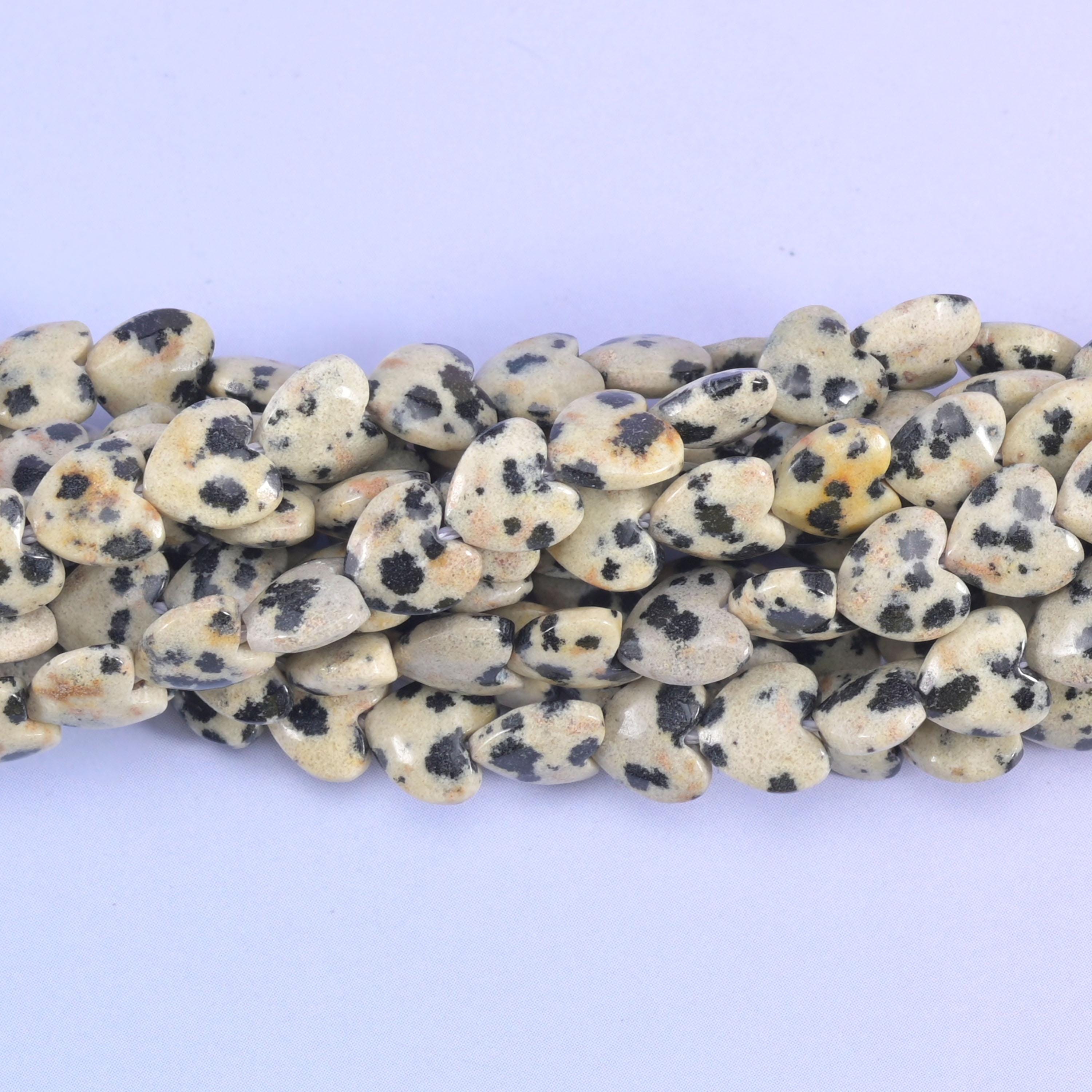 Dalmatian Jasper Heart Beads Strand for Jewelry Making