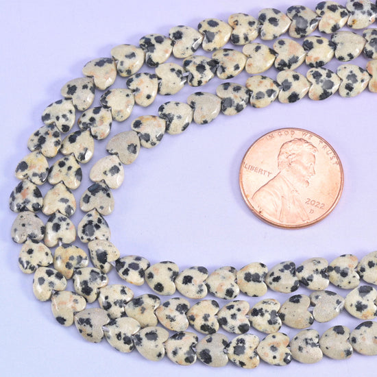 Dalmatian Jasper Heart Beads Strand for Jewelry Making
