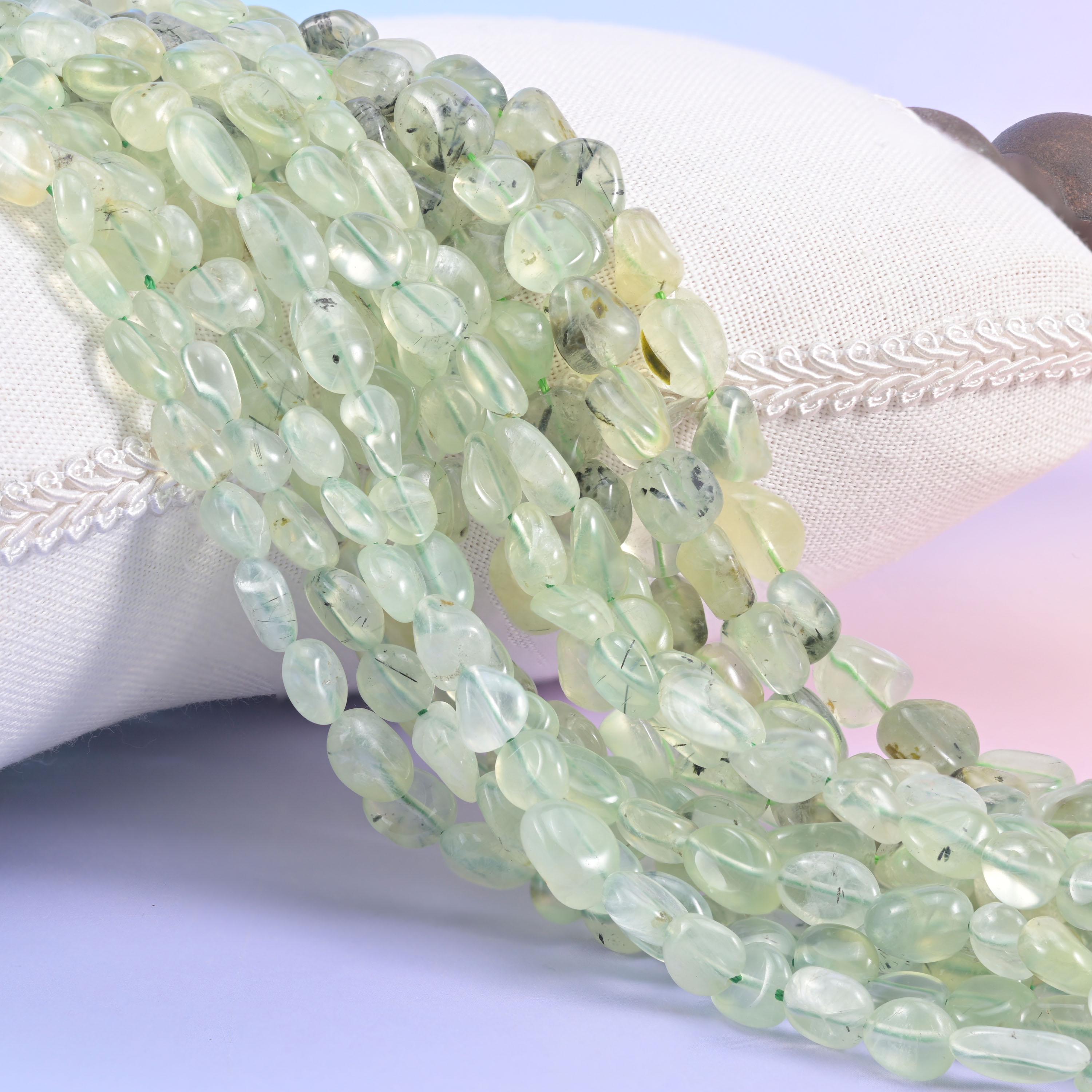 Prehnite Pebble Nugget Beads