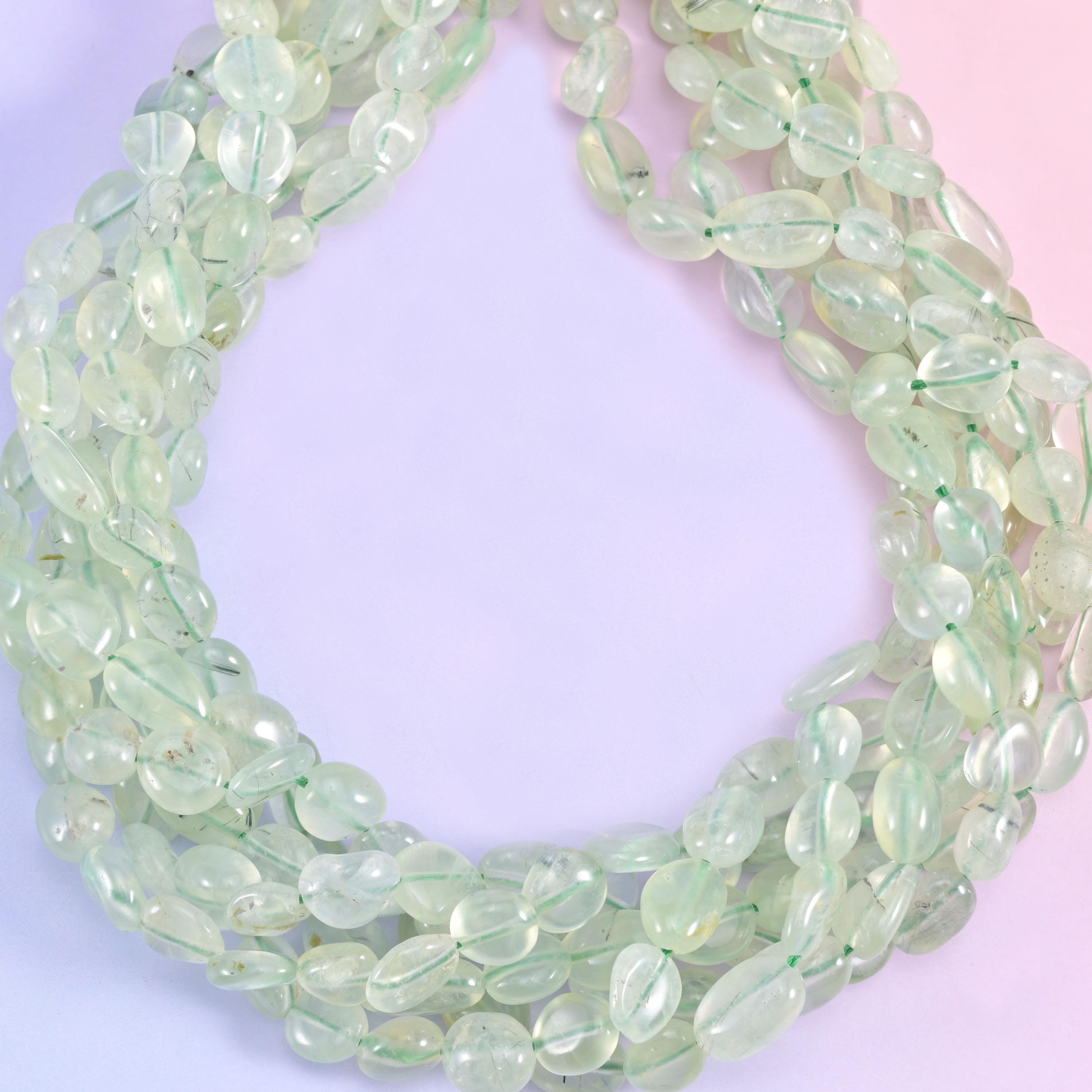 Prehnite Pebble Nugget Beads