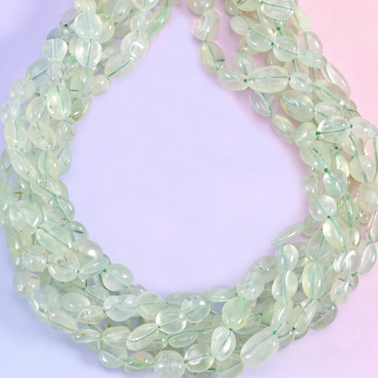 Prehnite Pebble Nugget Beads