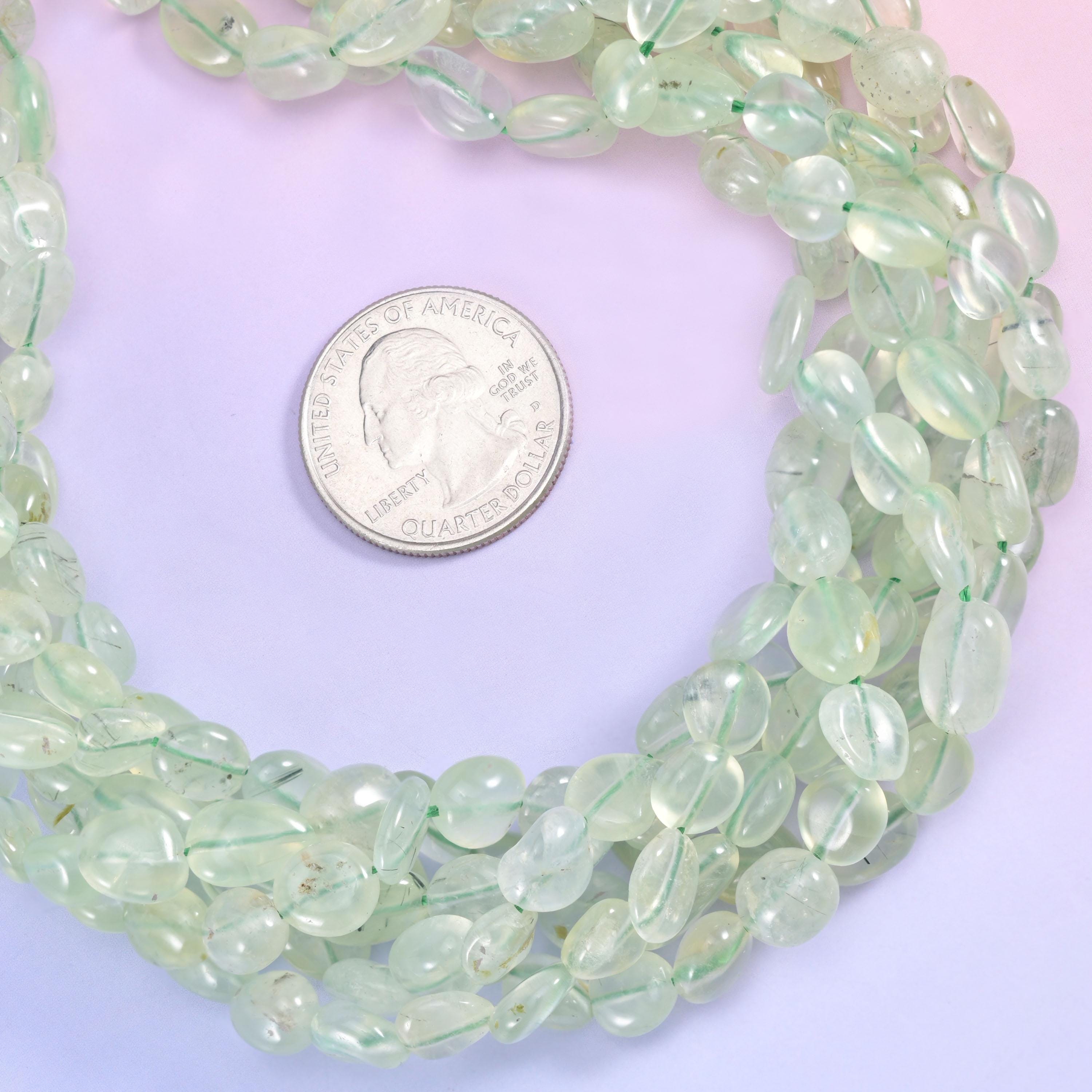 Prehnite Pebble Nugget Beads