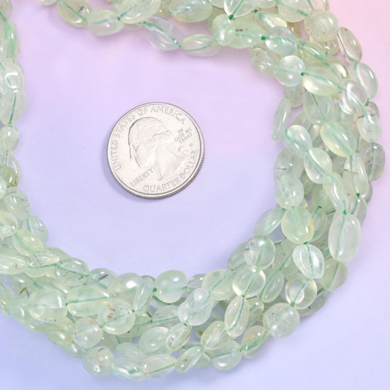Prehnite Pebble Nugget Beads