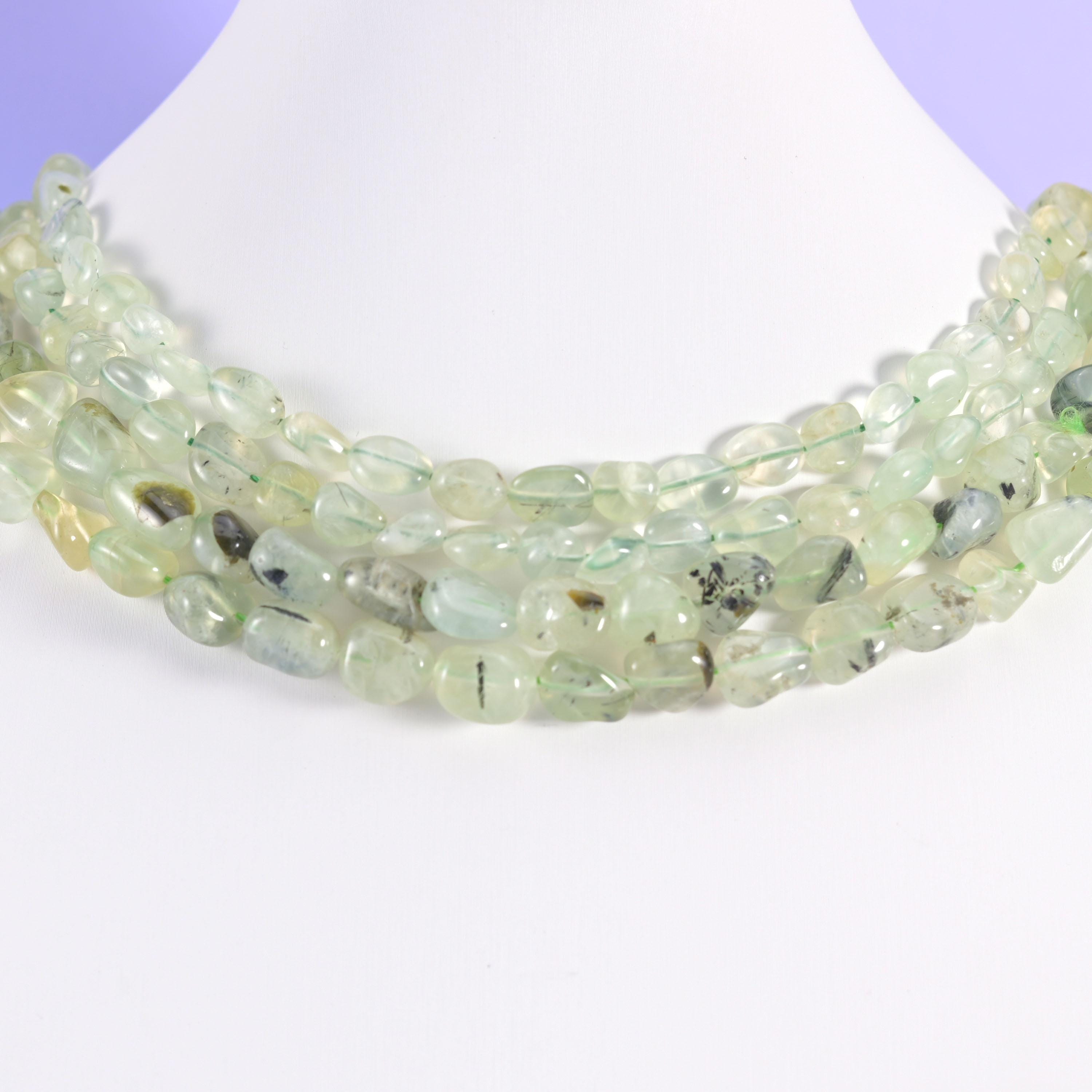 Prehnite Pebble Nugget Beads