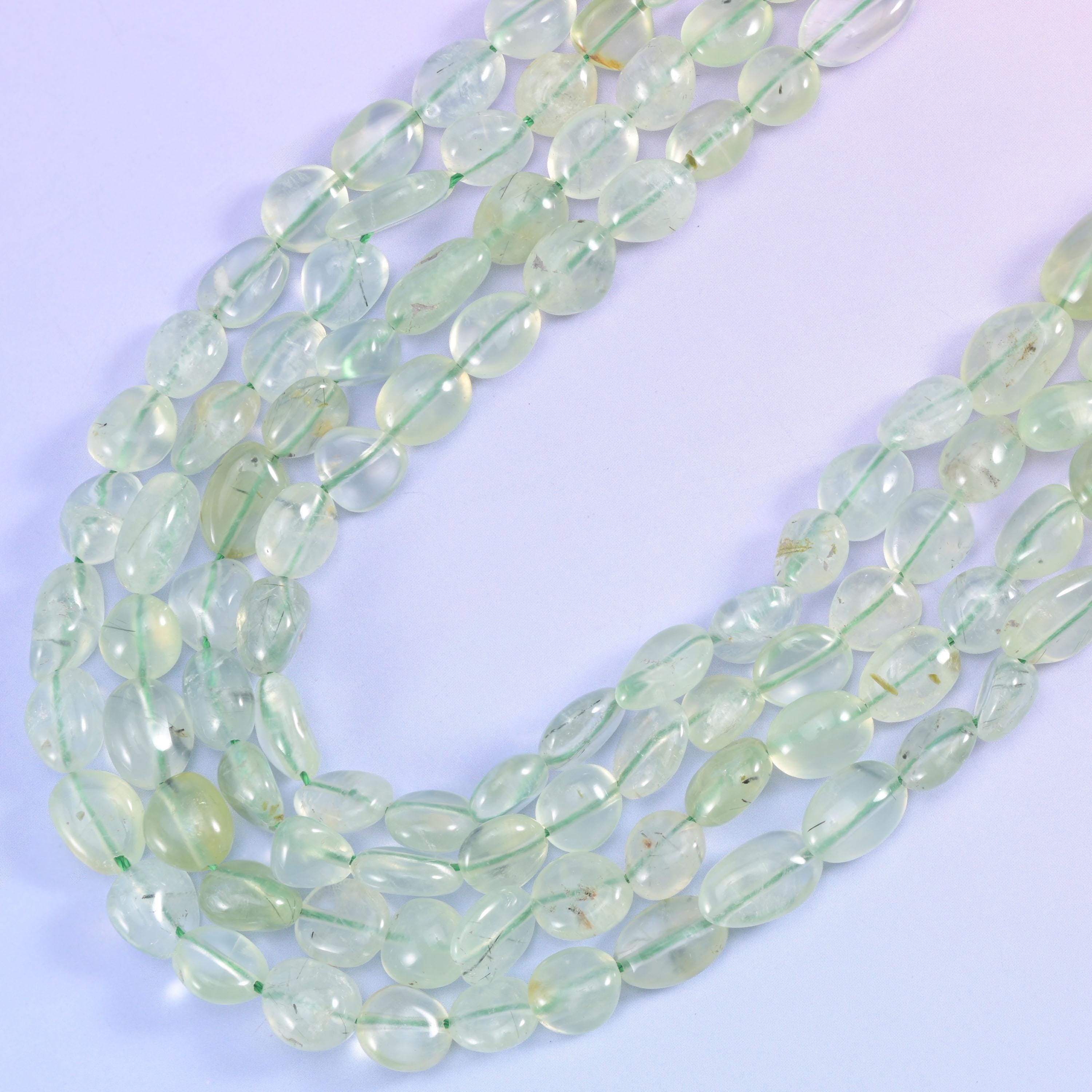 Prehnite Pebble Nugget Beads