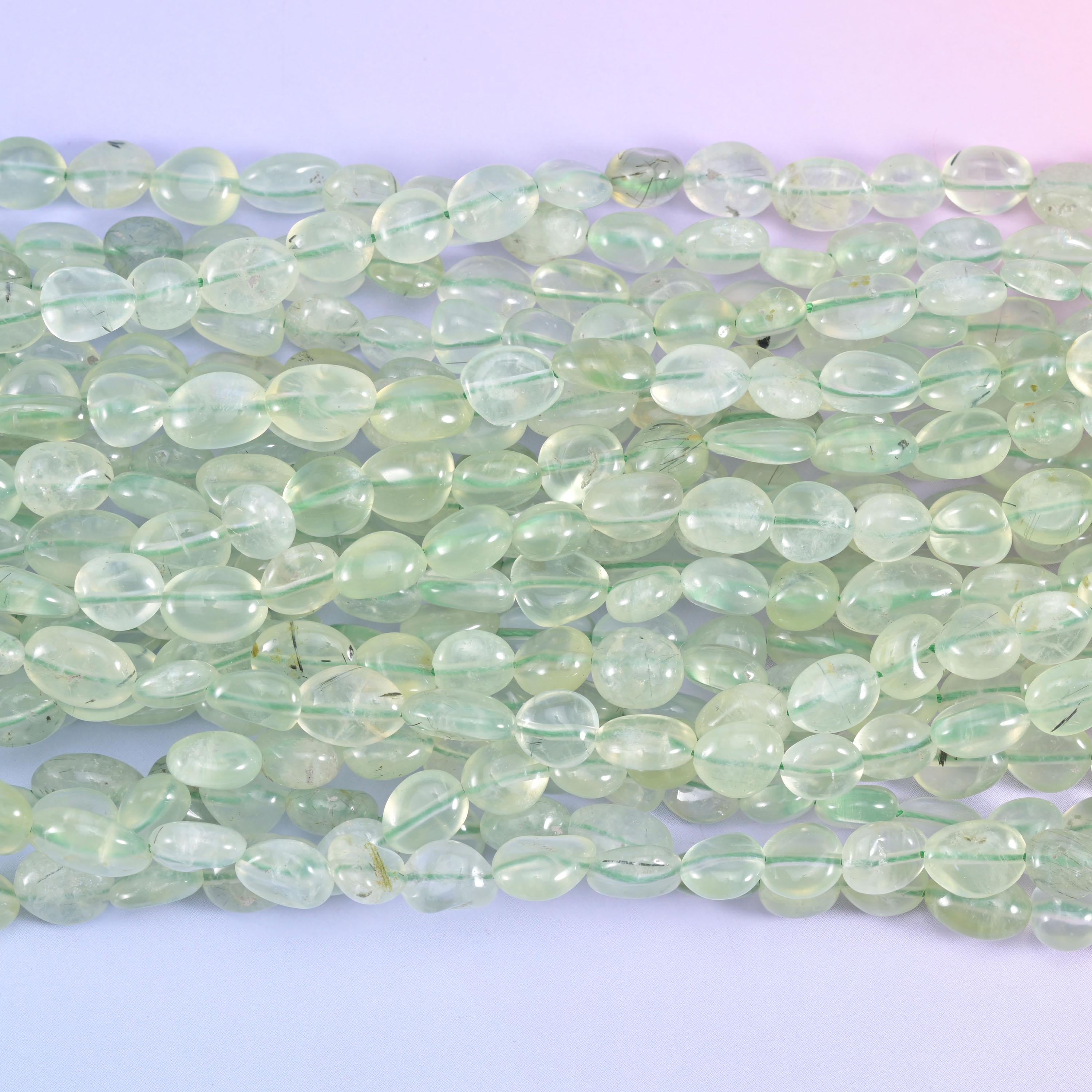 Prehnite Pebble Nugget Beads