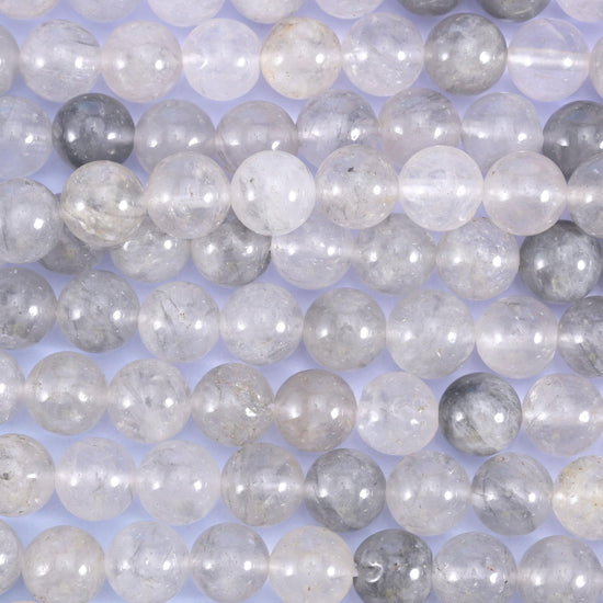 Cloudy Quartz Smooth Round Beads