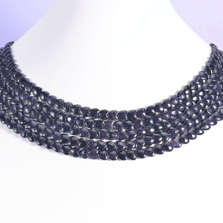 Blue Sandstone Heart Beads