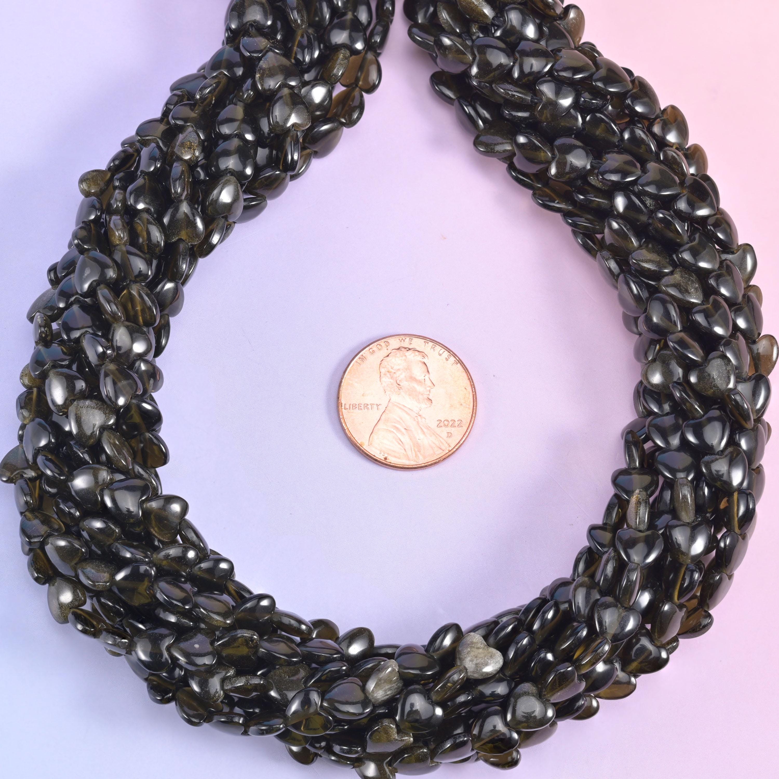 Gold Obsidian Heart Beads