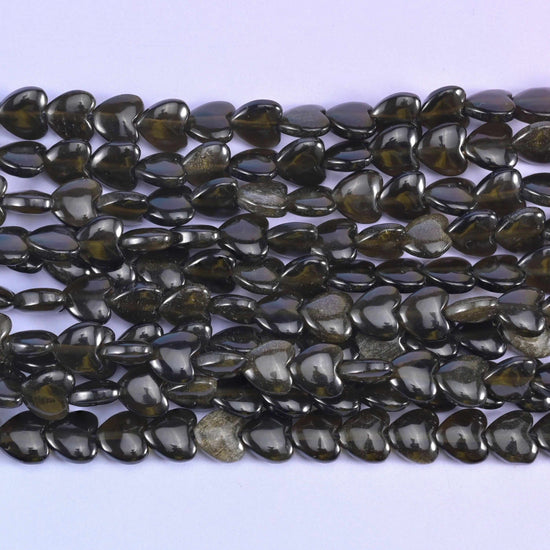 Gold Obsidian Heart Beads