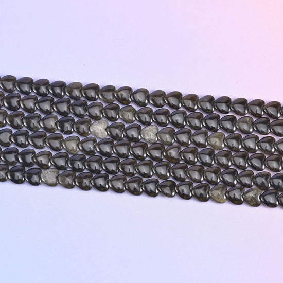 Gold Obsidian Heart Beads