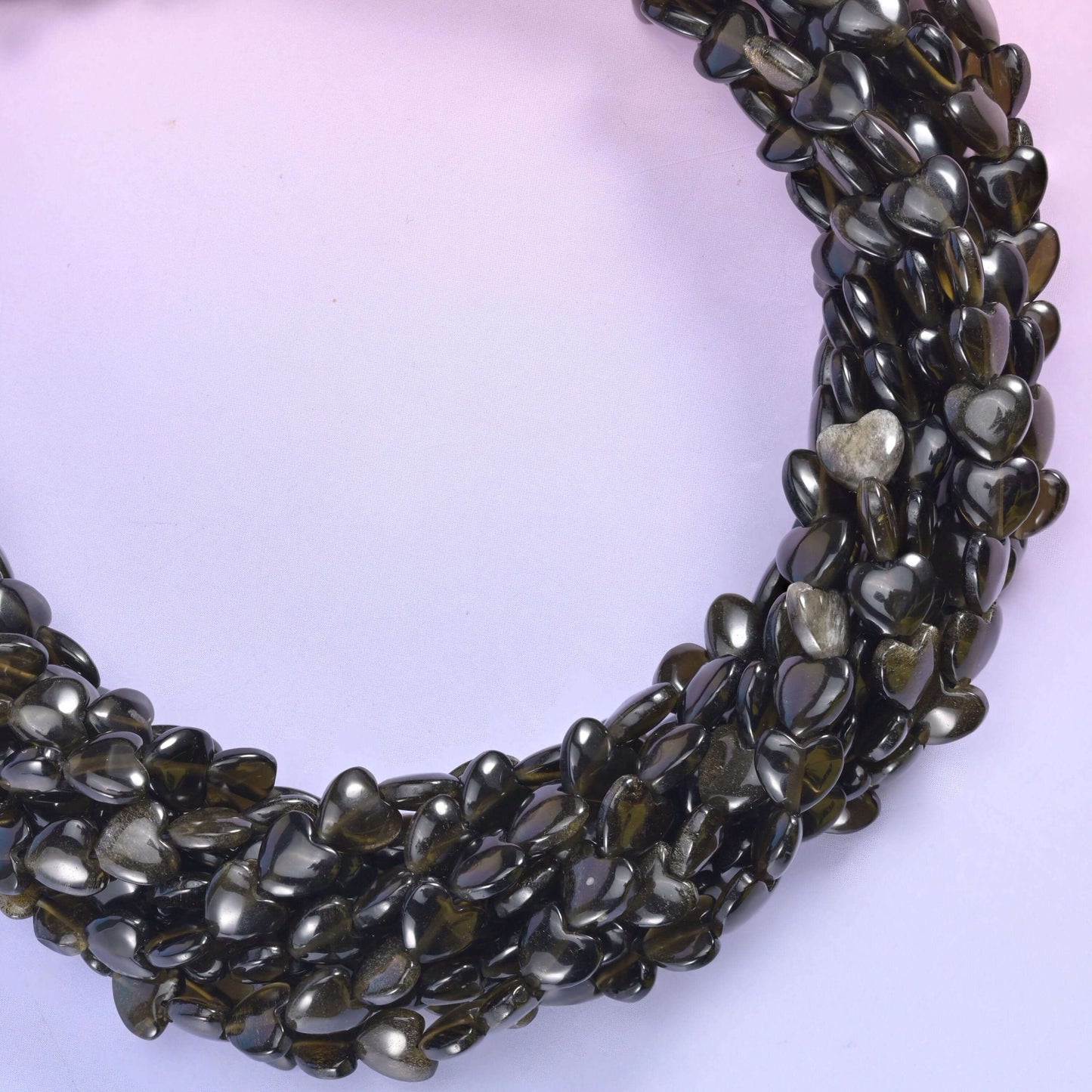 Gold Obsidian Heart Beads