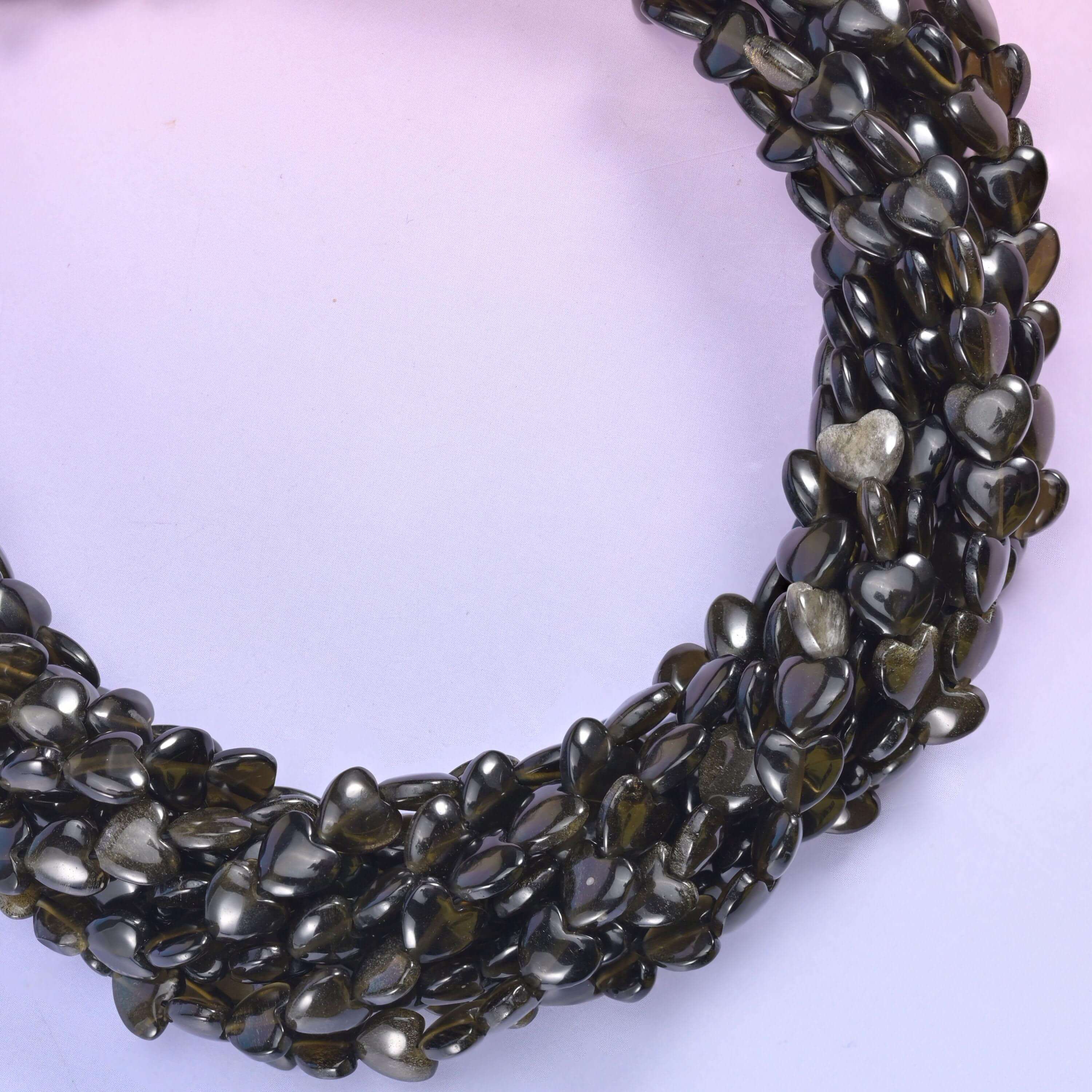 Gold Obsidian Heart Beads