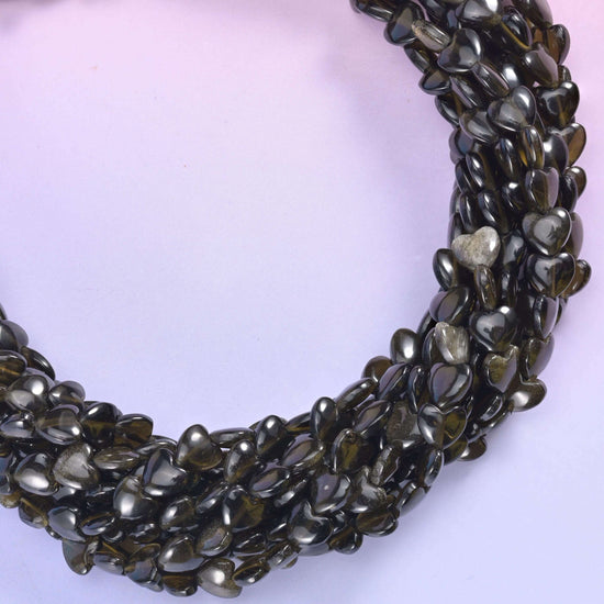 Gold Obsidian Heart Beads