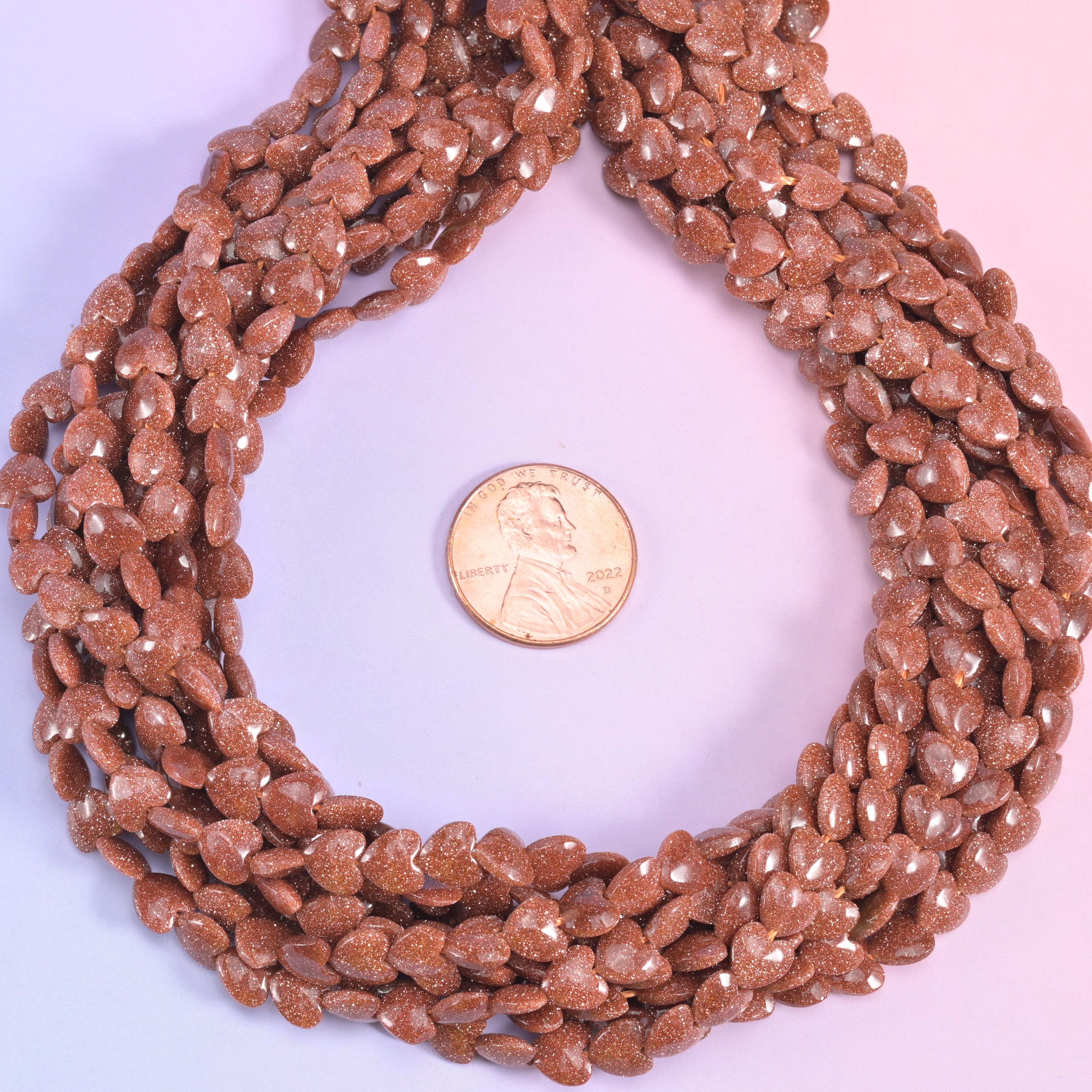 Gold Sandstone Heart Beads
