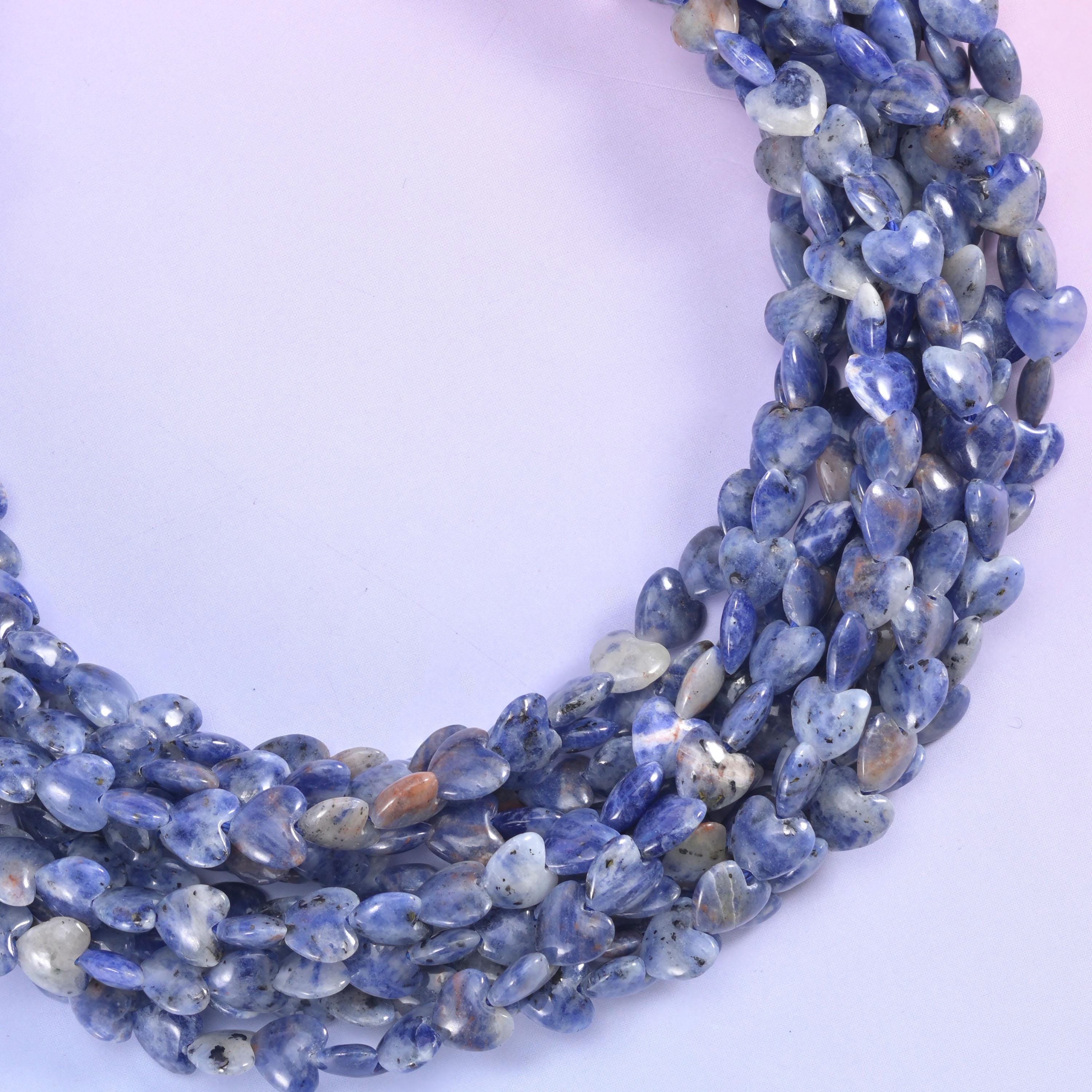 Blue Sodalite Heart Beads
