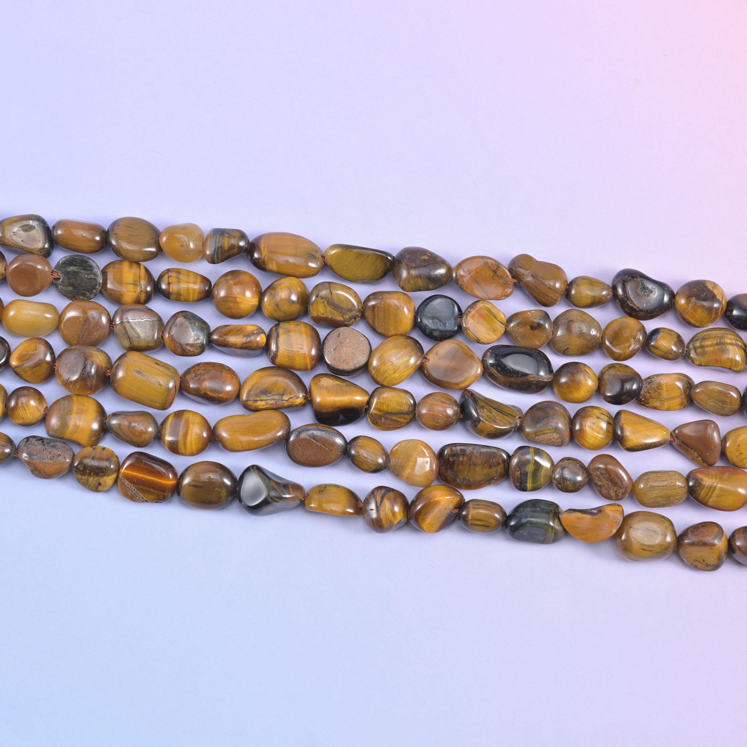 Tiger Eye Pebble Nugget Beads 6-8mm 8-12mm Jewelry Making 15.5" Strand