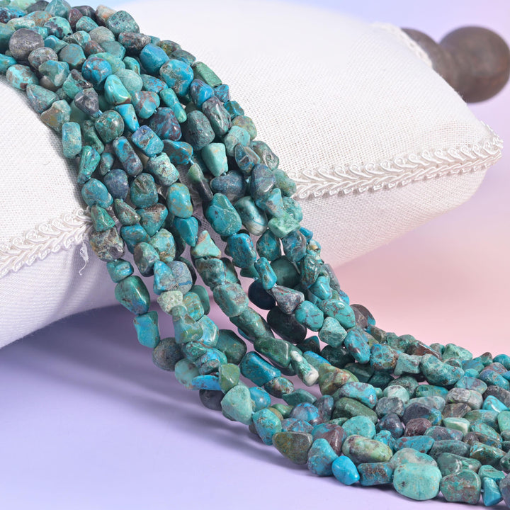 Blue Turquoise Irregular Pebble Nugget Beads 6-8mm Jewelry Making 15.5" Strand