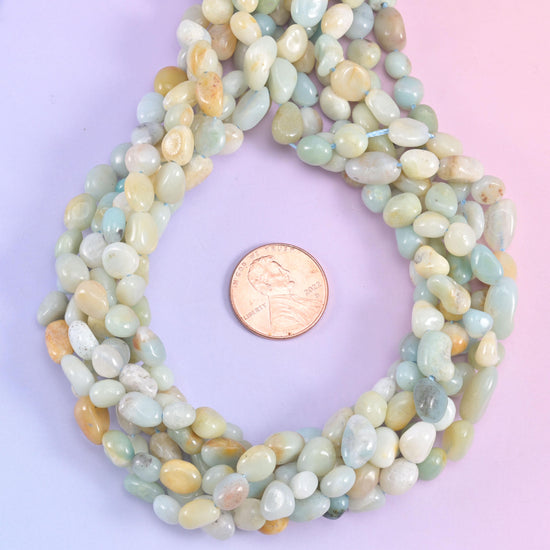Multi-Color Amazonite Pebble Nugget Beads 5-8mm Jewelry Making 15.5" Strand
