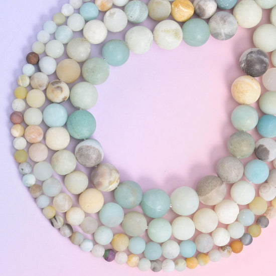 Multi-Color Amazonite Matte Round Beads 4mm 6mm 8mm 10mm Jewelry Making 15 Inch Strand