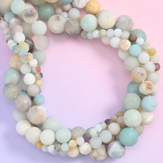 Multi-Color Amazonite Matte Round Beads 4mm 6mm 8mm 10mm Jewelry Making 15 Inch Strand