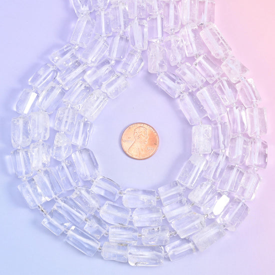Clear Quartz Faceted Tube Beads Size 14x9mm Jewelry Making 15.5 Inch Strand