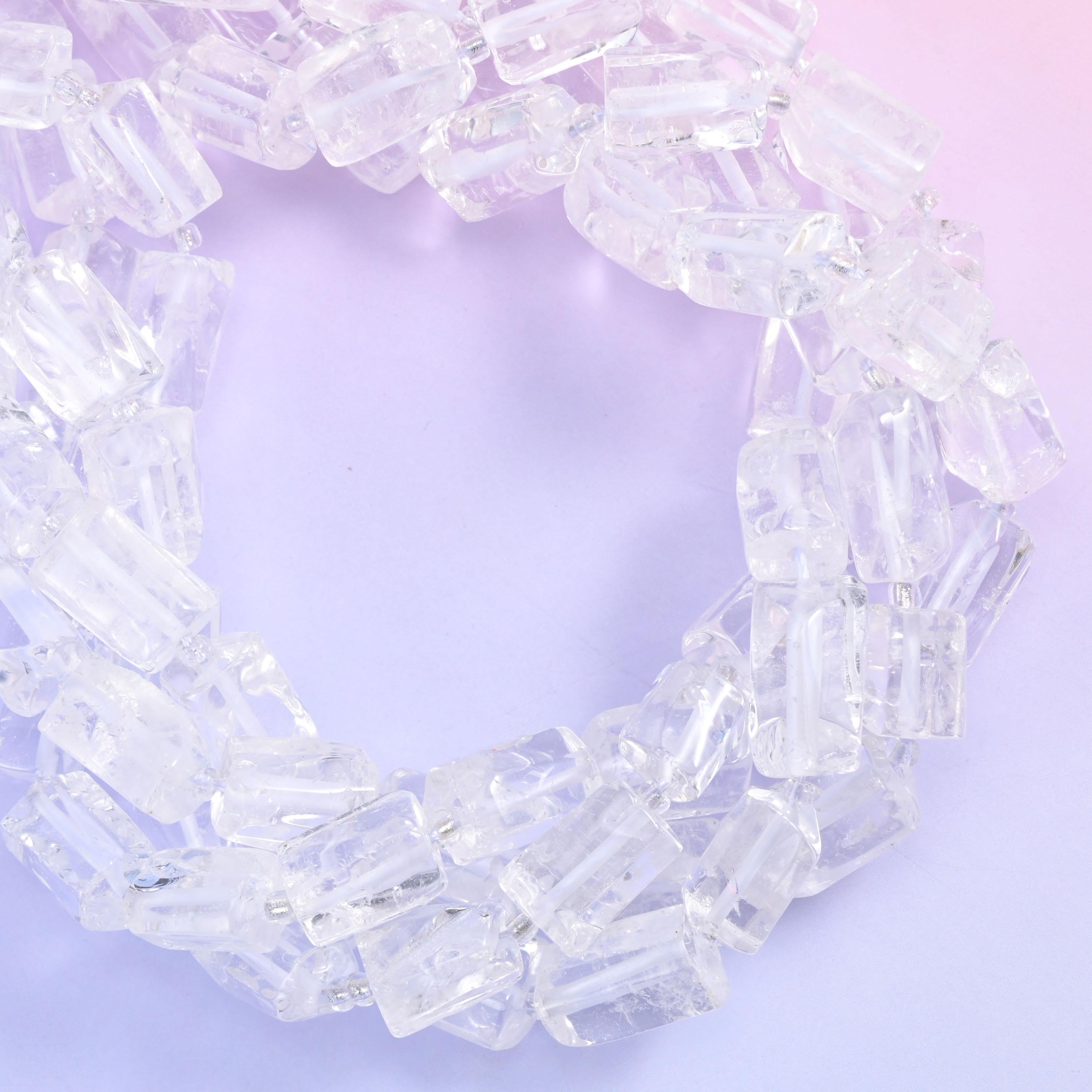 Clear Quartz Faceted Tube Beads Size 14x9mm Jewelry Making 15.5 Inch Strand
