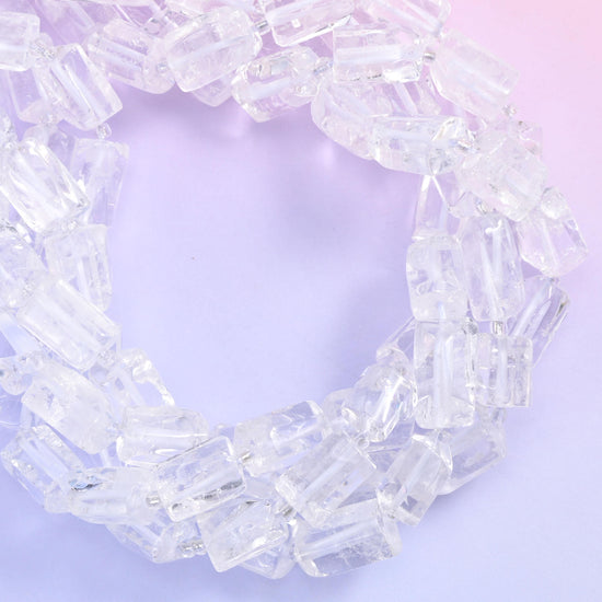 Clear Quartz Faceted Tube Beads Size 14x9mm Jewelry Making 15.5 Inch Strand