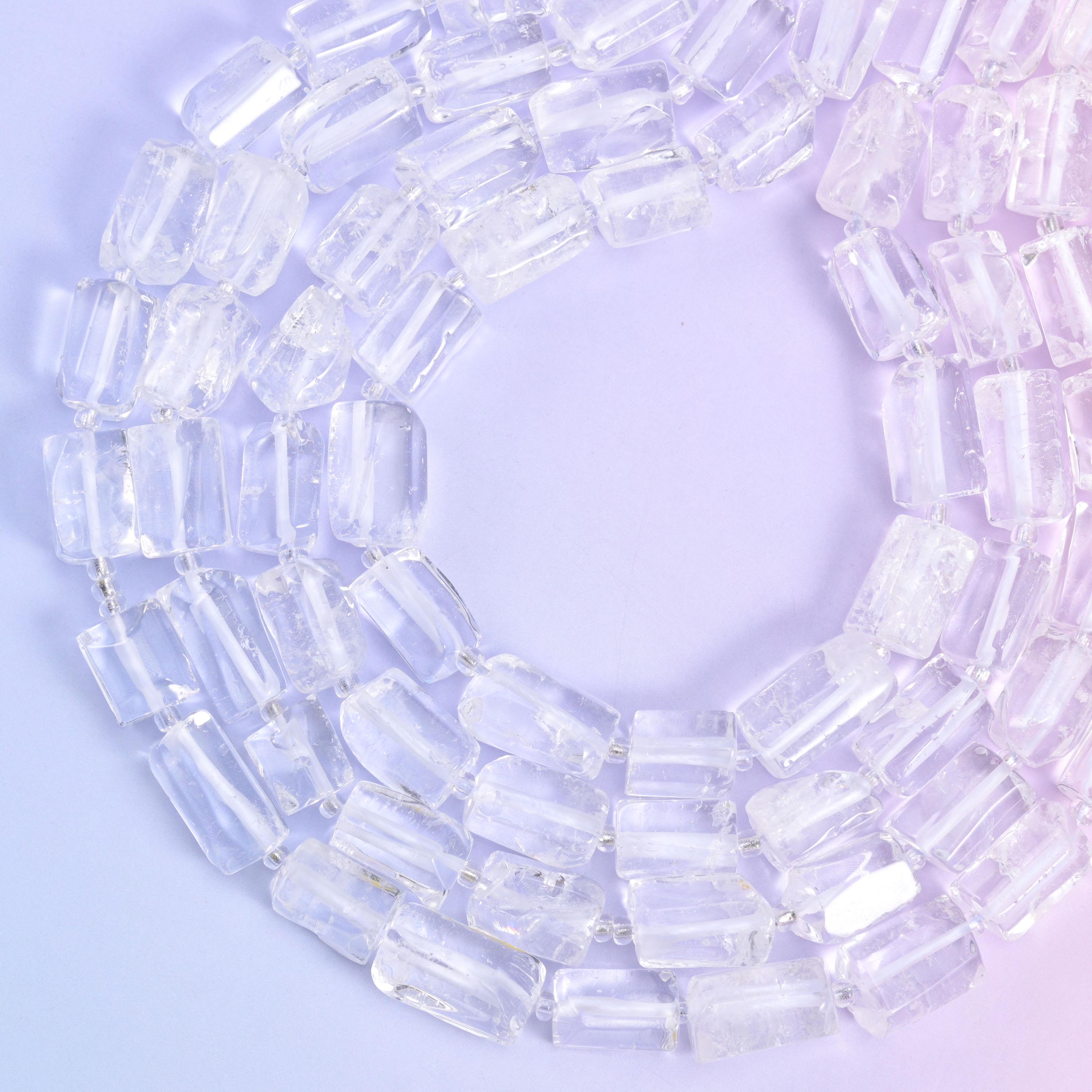 Clear Quartz Faceted Tube Beads Size 14x9mm Jewelry Making 15.5 Inch Strand