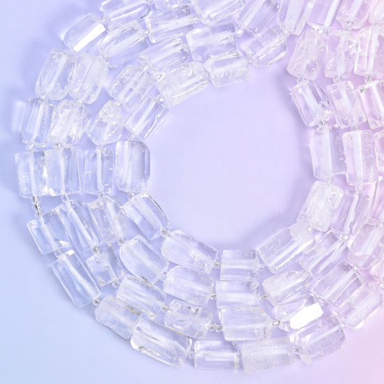 Clear Quartz Faceted Tube Beads Size 14x9mm Jewelry Making 15.5 Inch Strand
