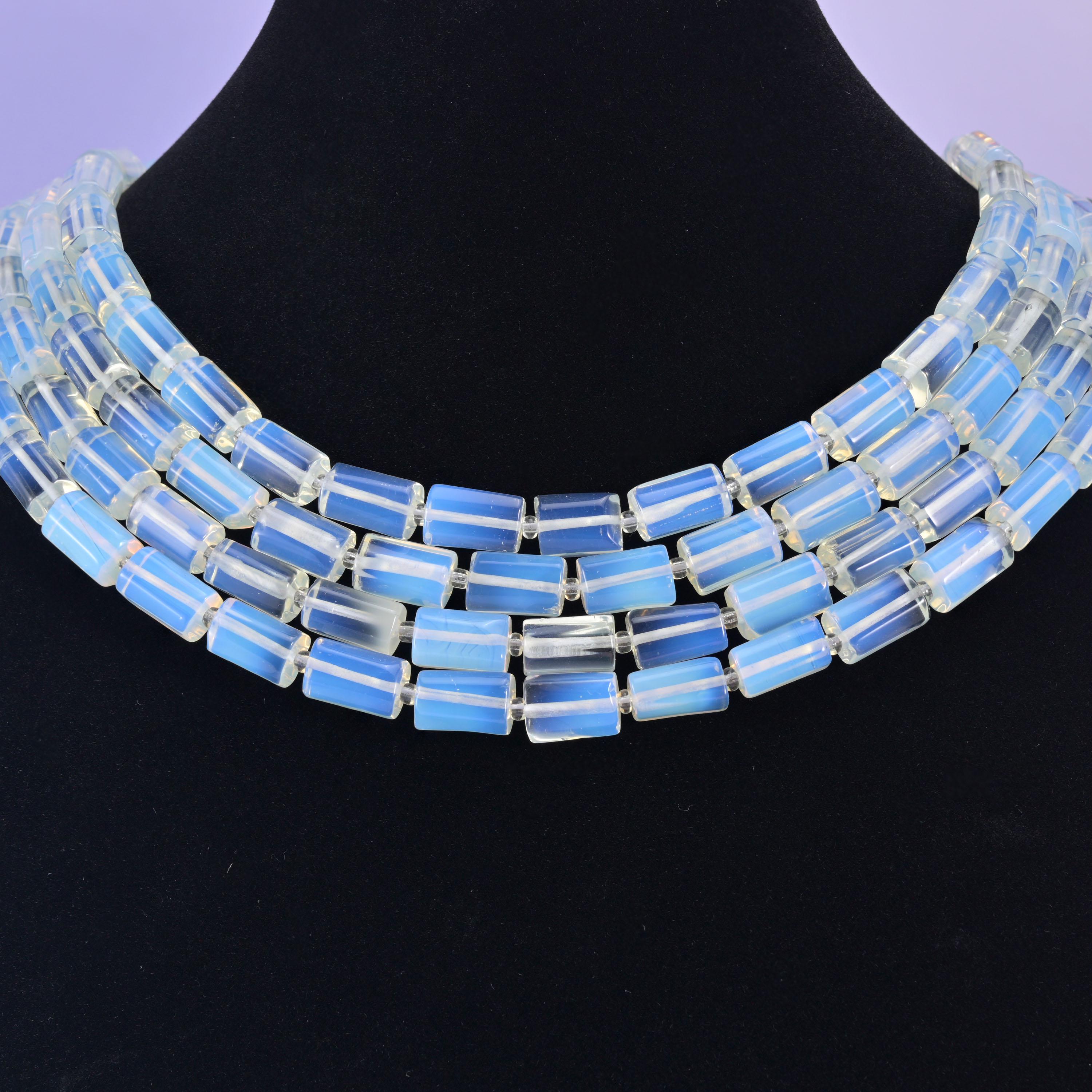 Opalite Faceted Tube Beads Size 12x8mm Jewelry Making 15.5 Inch Strand