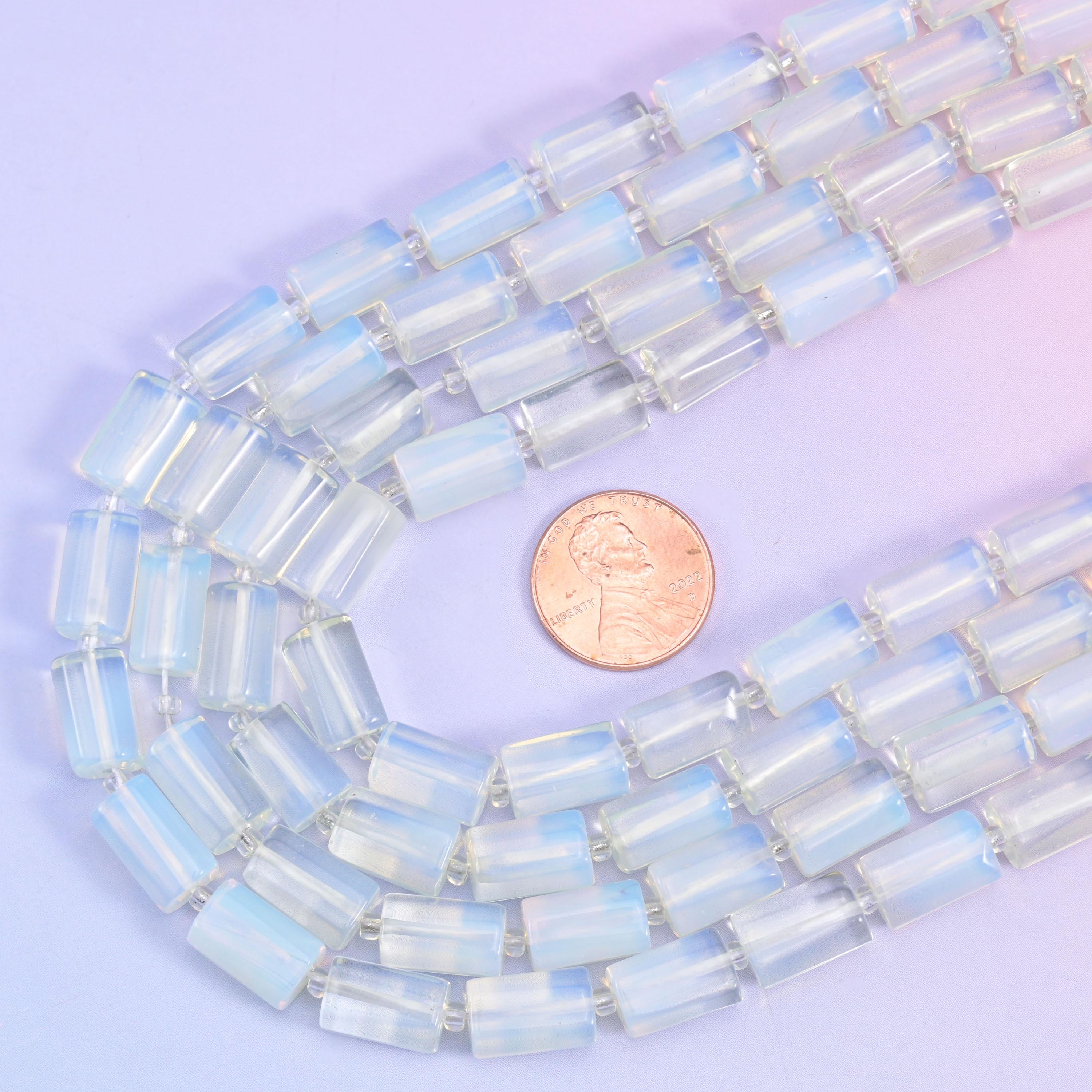Opalite Faceted Tube Beads Size 12x8mm Jewelry Making 15.5 Inch Strand