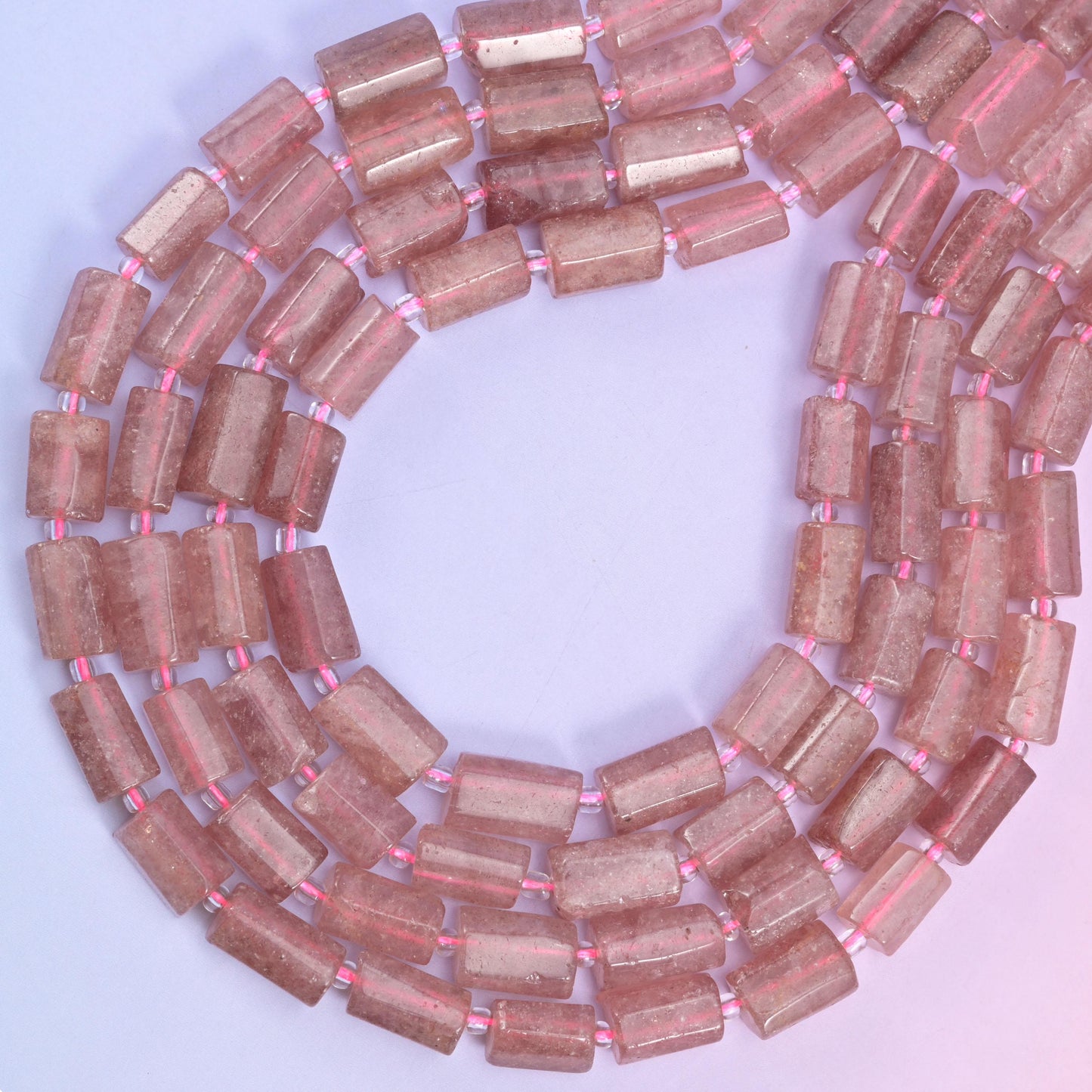 Strawberry Quartz Faceted Tube Beads Size 12x8mm Jewelry Making 15.5 Inch Strand