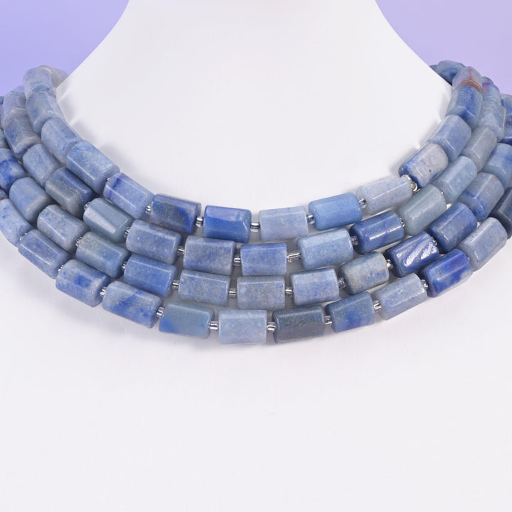 Blue Aventurine Faceted Tube Beads Size 12x8mm Jewelry Making 15.5 Inch Strand