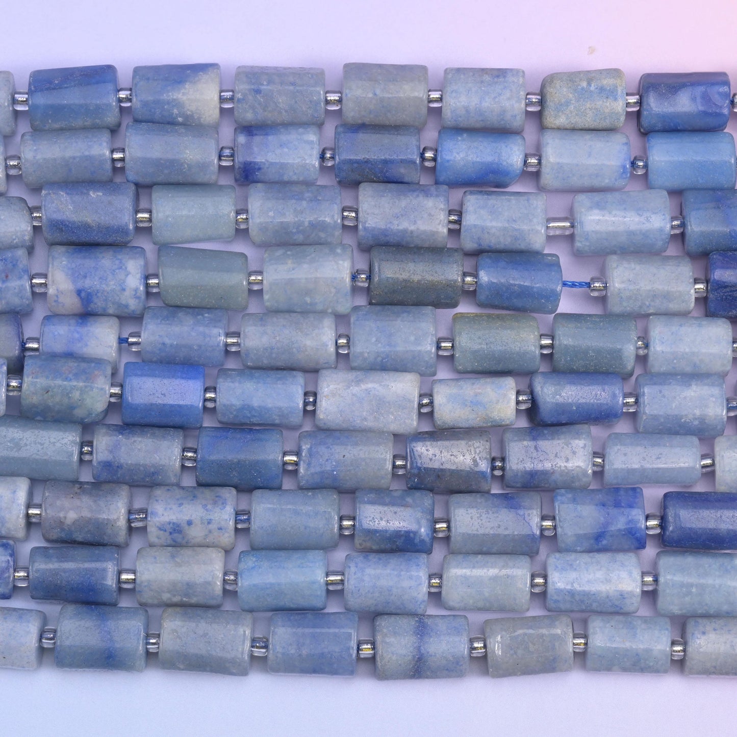 Blue Aventurine Faceted Tube Beads Size 12x8mm Jewelry Making 15.5 Inch Strand