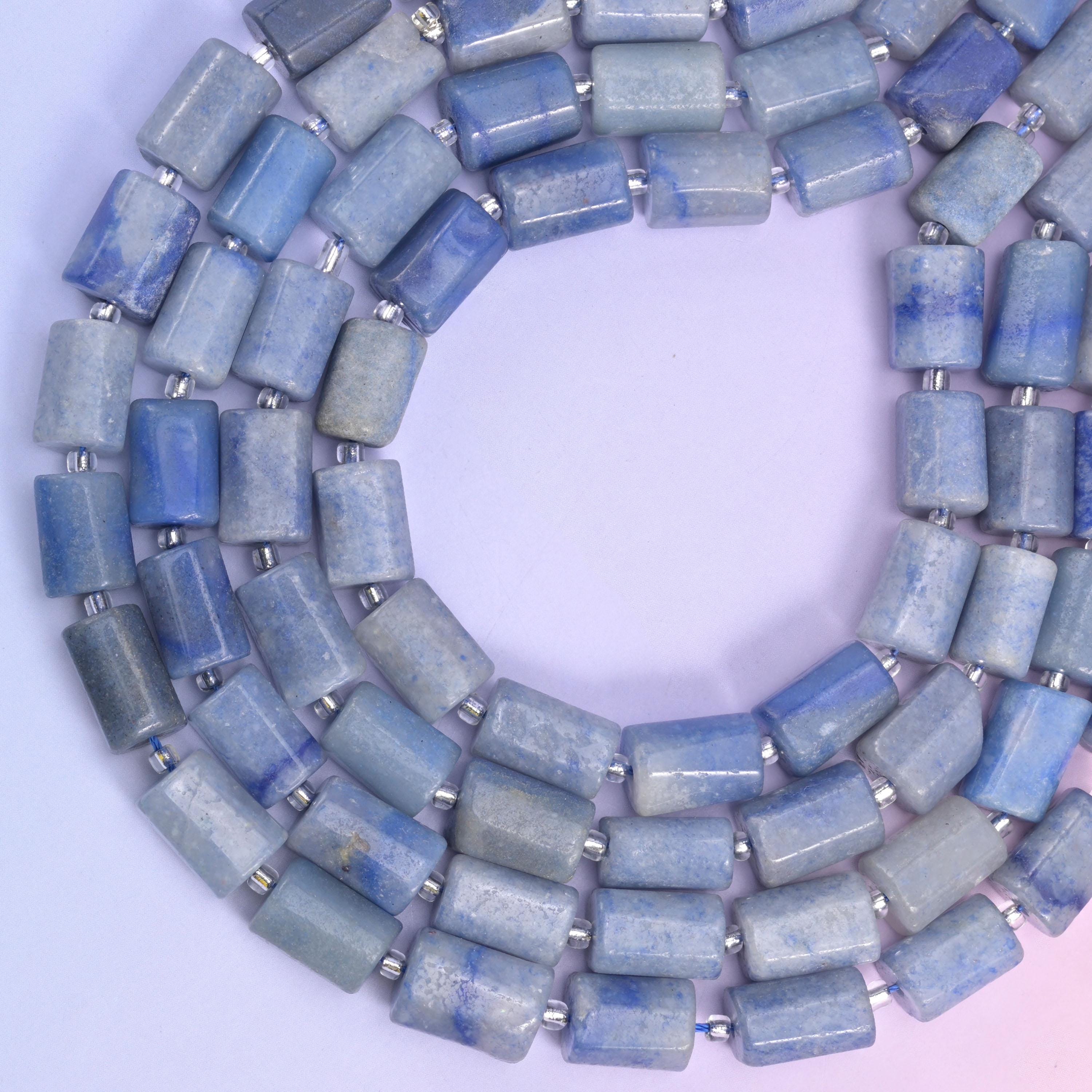 Blue Aventurine Faceted Tube Beads Size 12x8mm Jewelry Making 15.5 Inch Strand