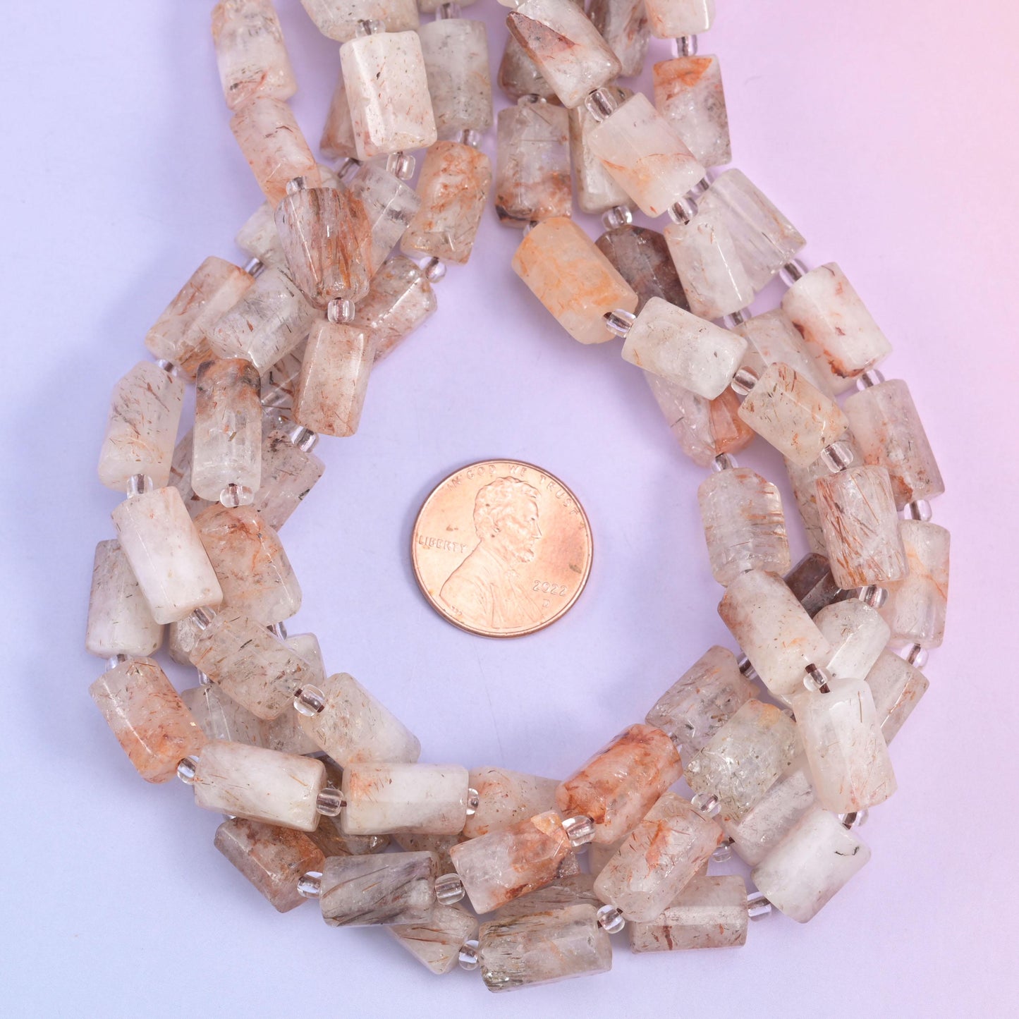 Red Copper Rutilated Quartz Faceted Tube Beads Size 12x8mm Jewelry Making 15.5 Inch Strand