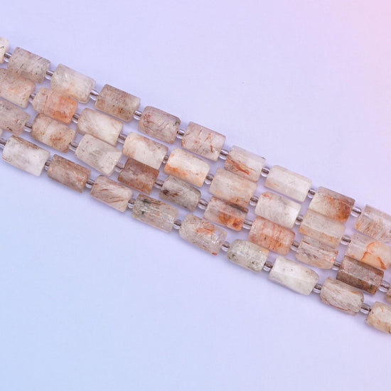 Red Copper Rutilated Quartz Faceted Tube Beads Size 12x8mm Jewelry Making 15.5 Inch Strand