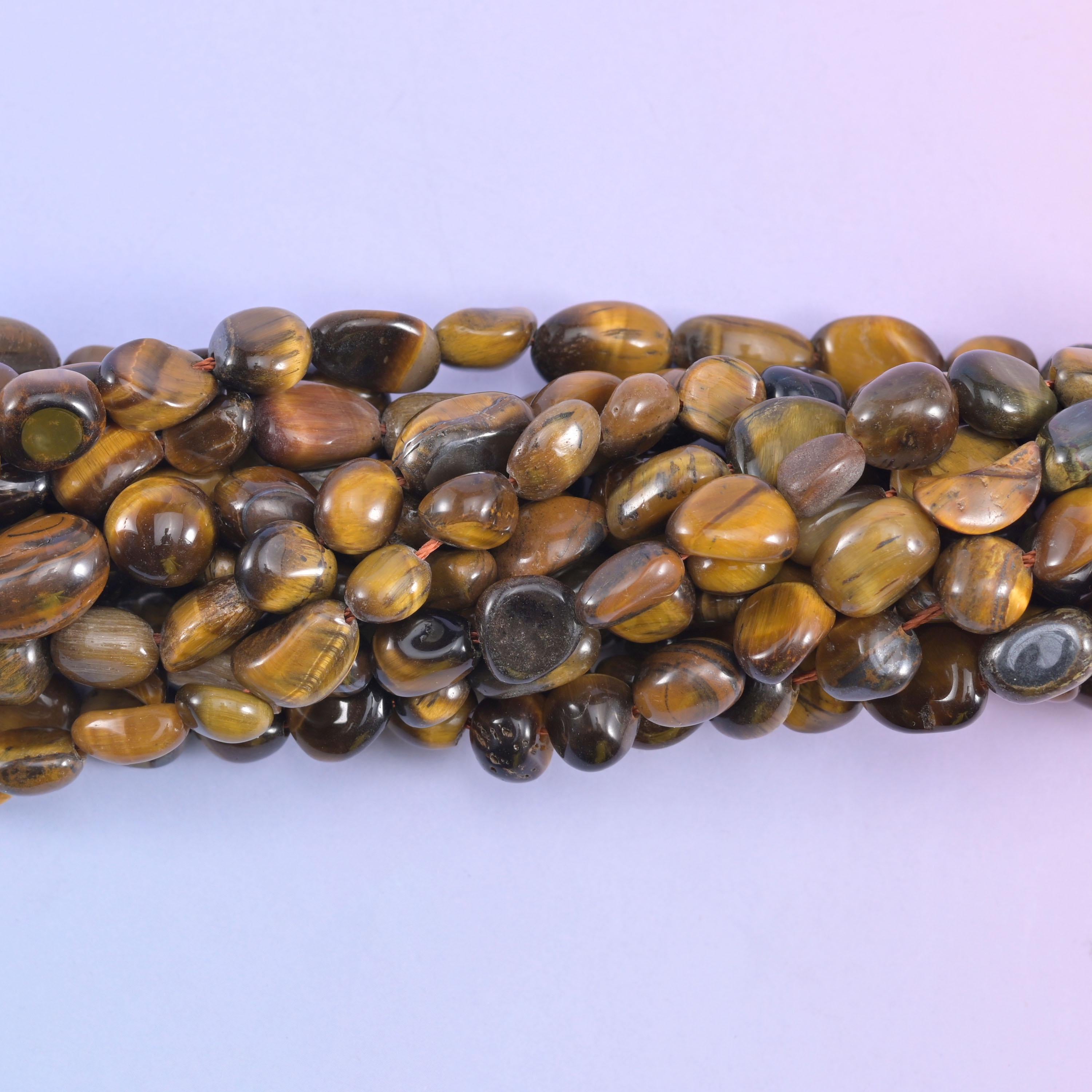 Tiger Eye Pebble Nugget Beads 6-8mm 8-12mm Jewelry Making 15.5" Strand