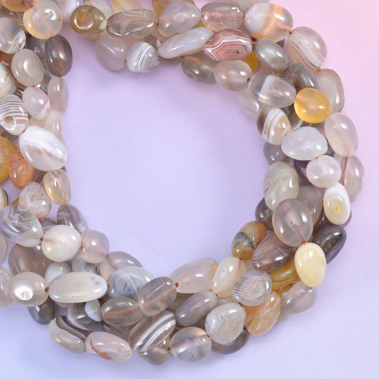 Botswana Agate Pebble Nugget Beads 6-8mm 8-12mm Jewelry Making 15.5" Strand