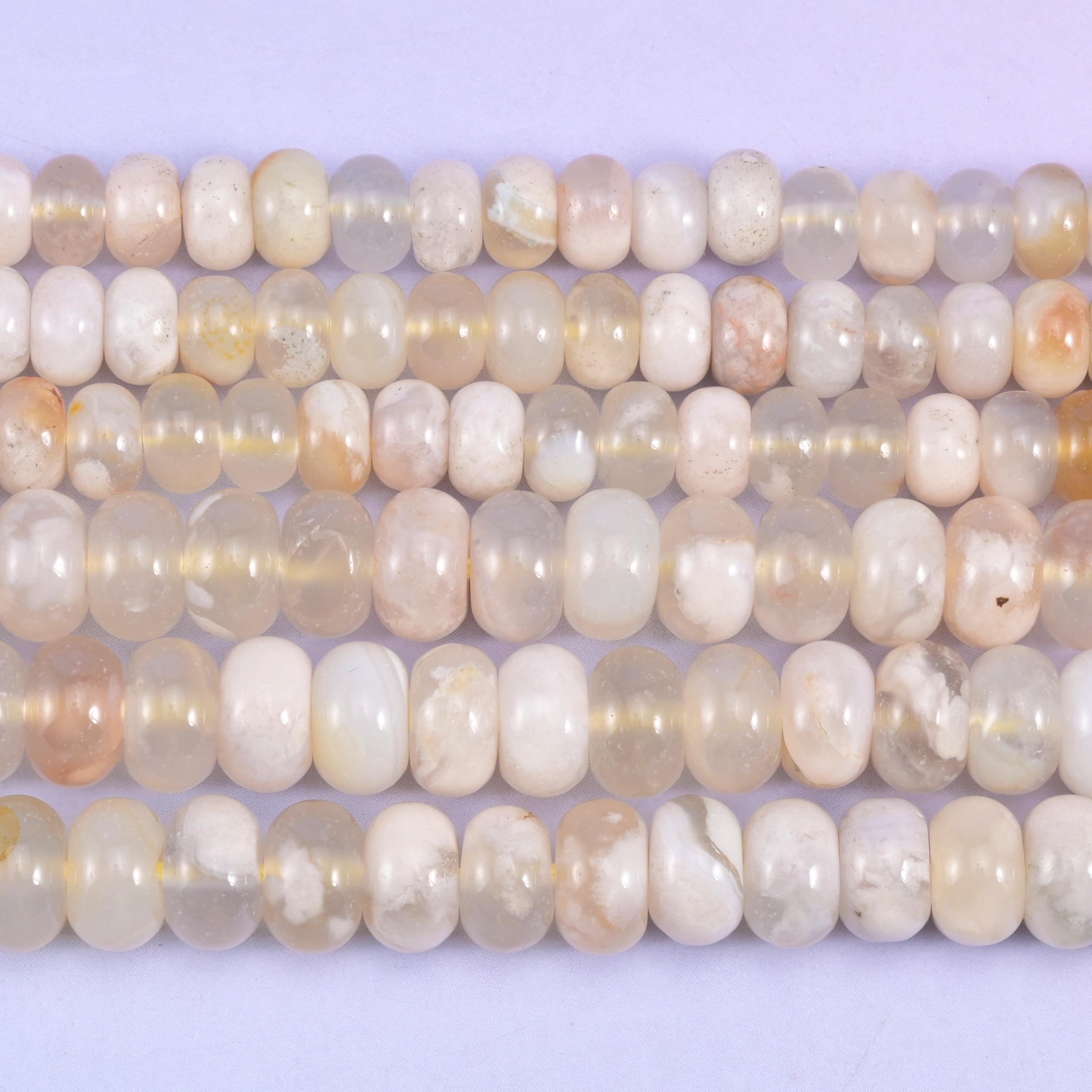 Sakura Agate Smooth Rondelle Beads Jewelry Making Size 4x6mm 5x8mm 15.5" Strand