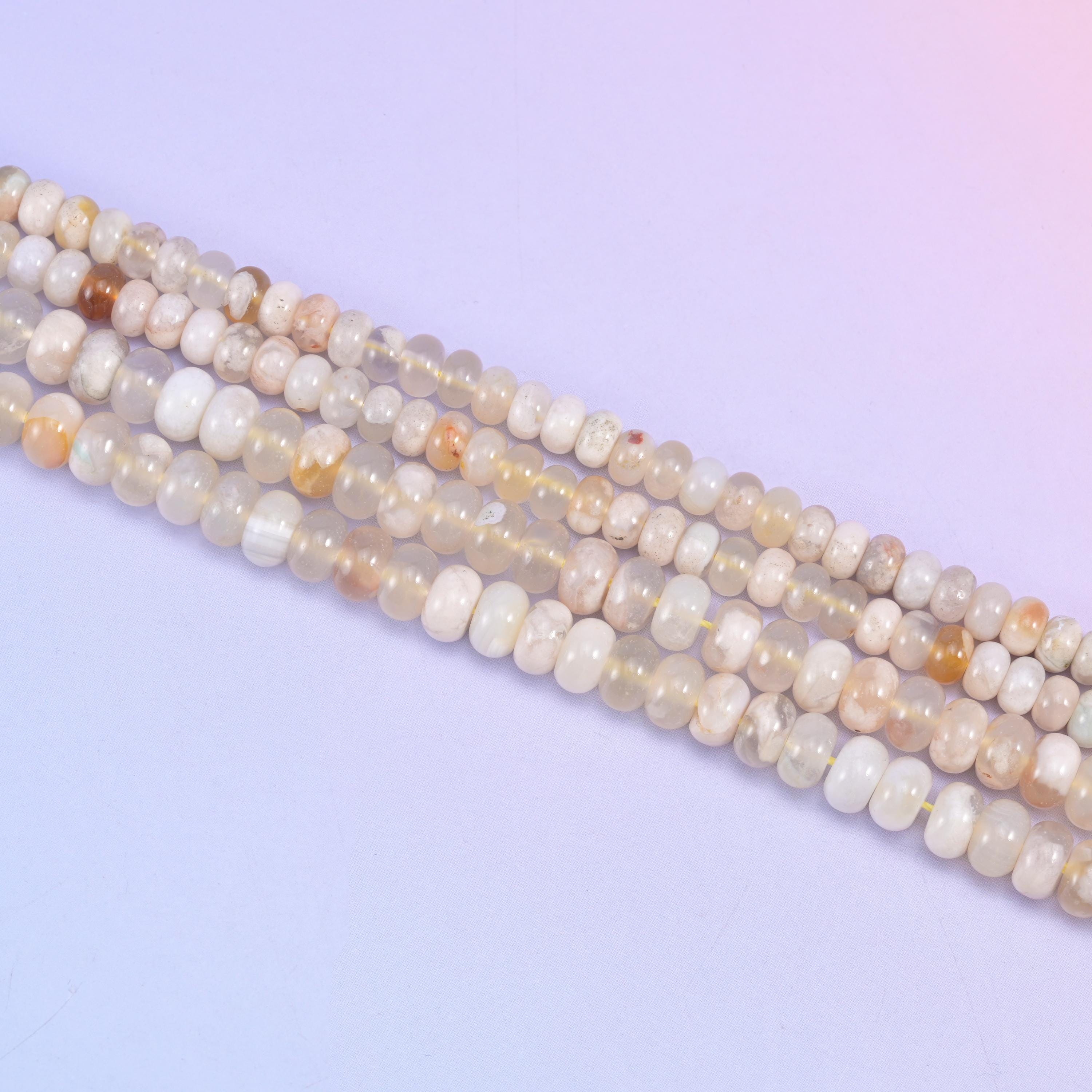 Sakura Agate Smooth Rondelle Beads Jewelry Making Size 4x6mm 5x8mm 15.5" Strand