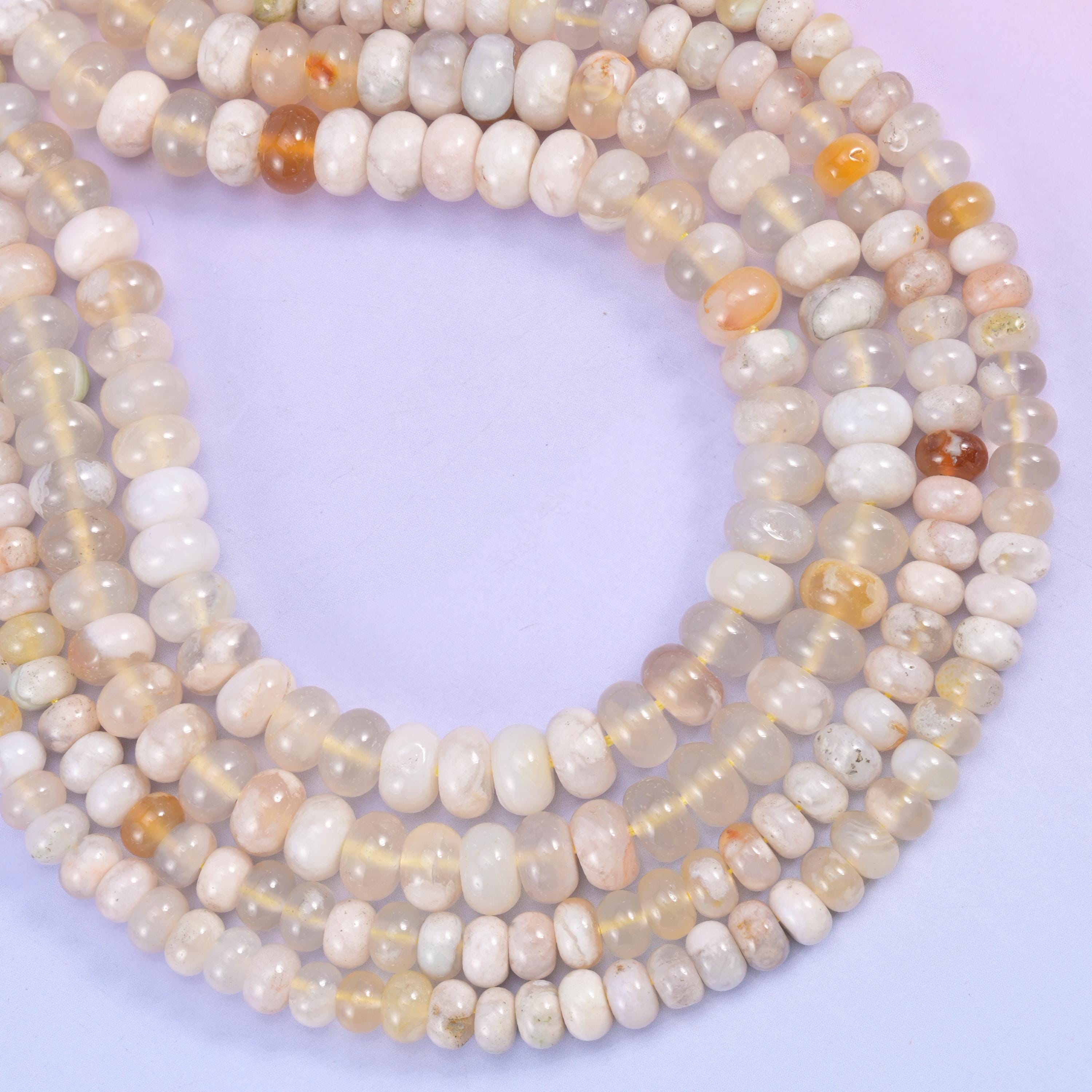 Sakura Agate Smooth Rondelle Beads Jewelry Making Size 4x6mm 5x8mm 15.5" Strand