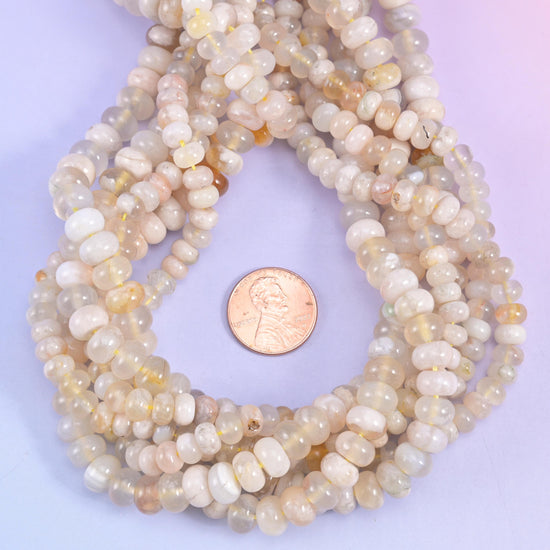 Sakura Agate Smooth Rondelle Beads Jewelry Making Size 4x6mm 5x8mm 15.5" Strand