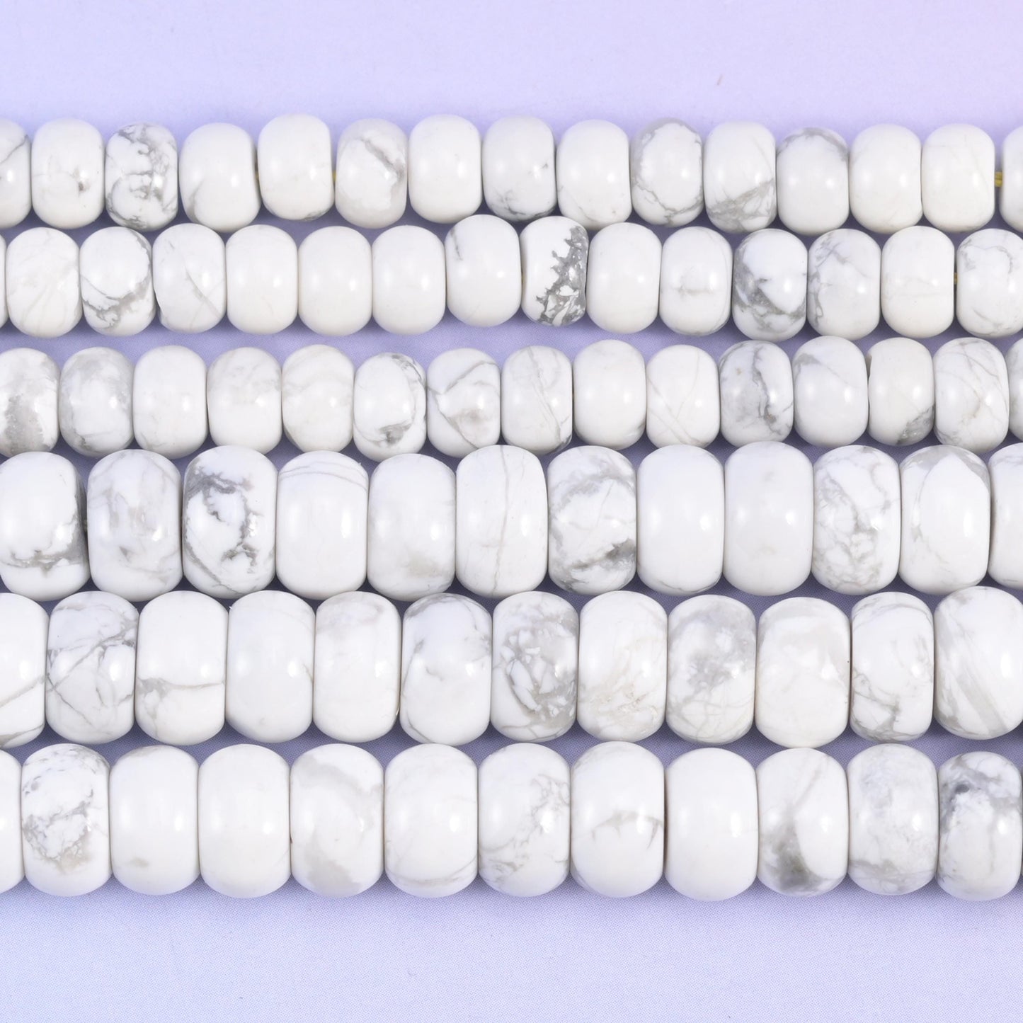 White Howlite Smooth Rondelle Beads Jewelry Making Size 4x6mm 5x8mm 15.5" Strand