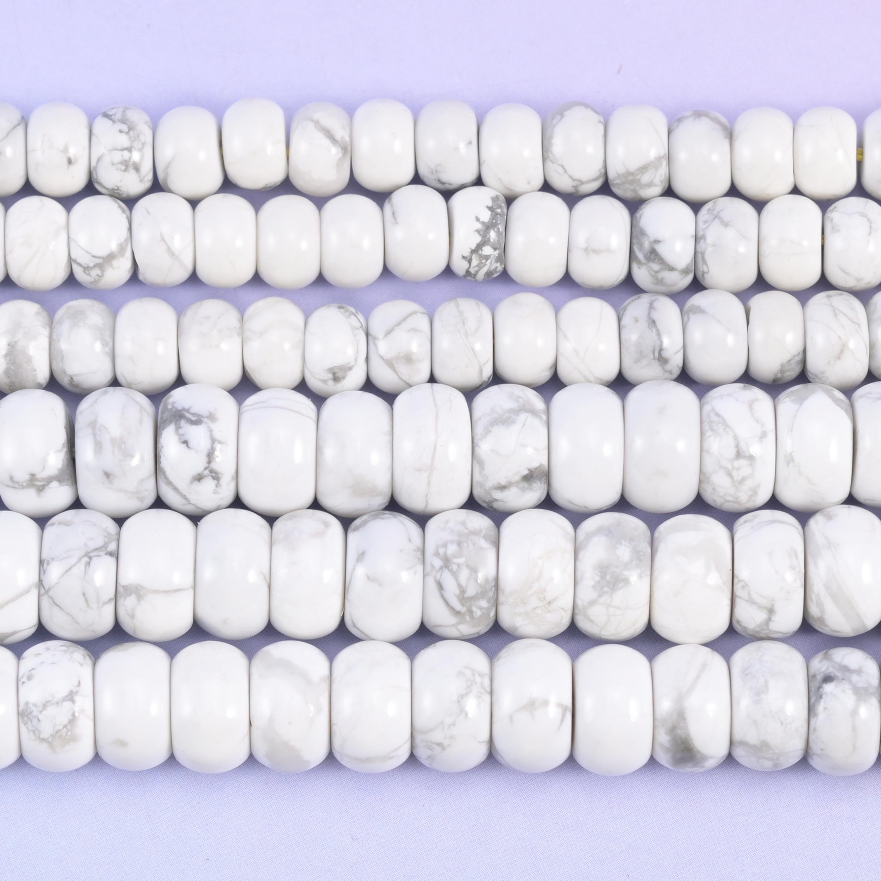 White Howlite Smooth Rondelle Beads Jewelry Making Size 4x6mm 5x8mm 15.5" Strand